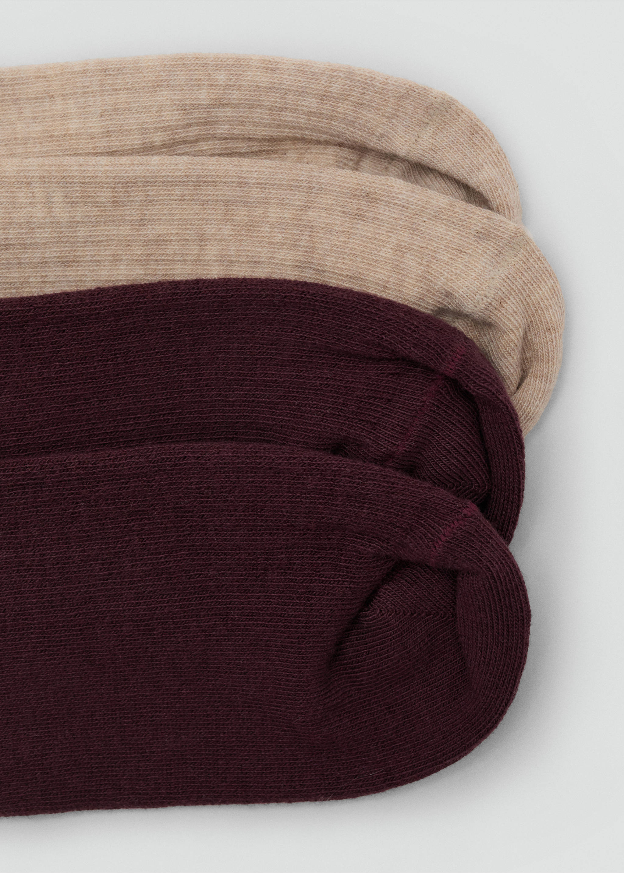 Pack of 2 ribbed cotton socks - Details of the article 1, Burgundy. Ref: 17085810-00.