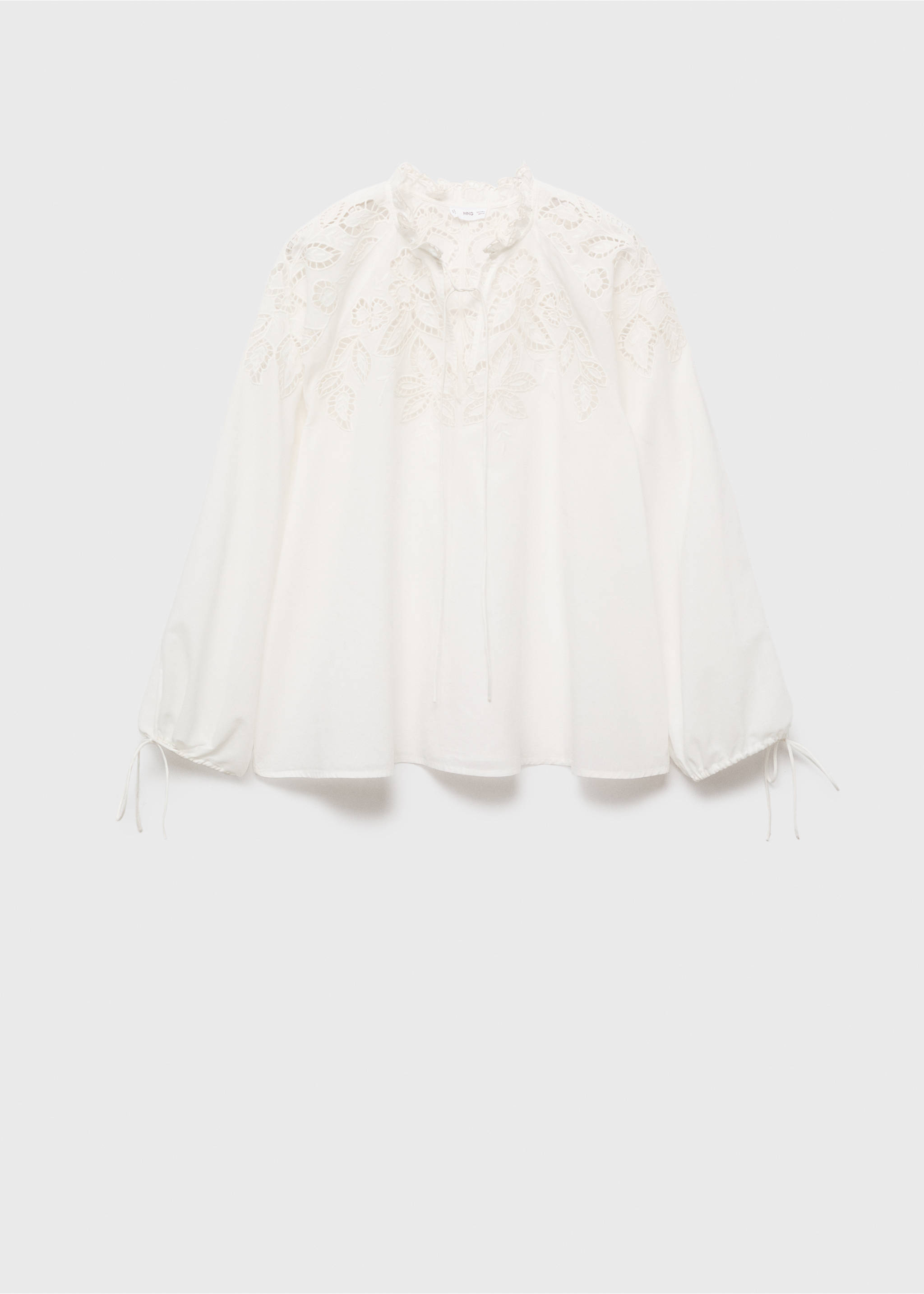 Embroidered blouse with bows - Article without model, Ecru. Ref: 17085820-00.