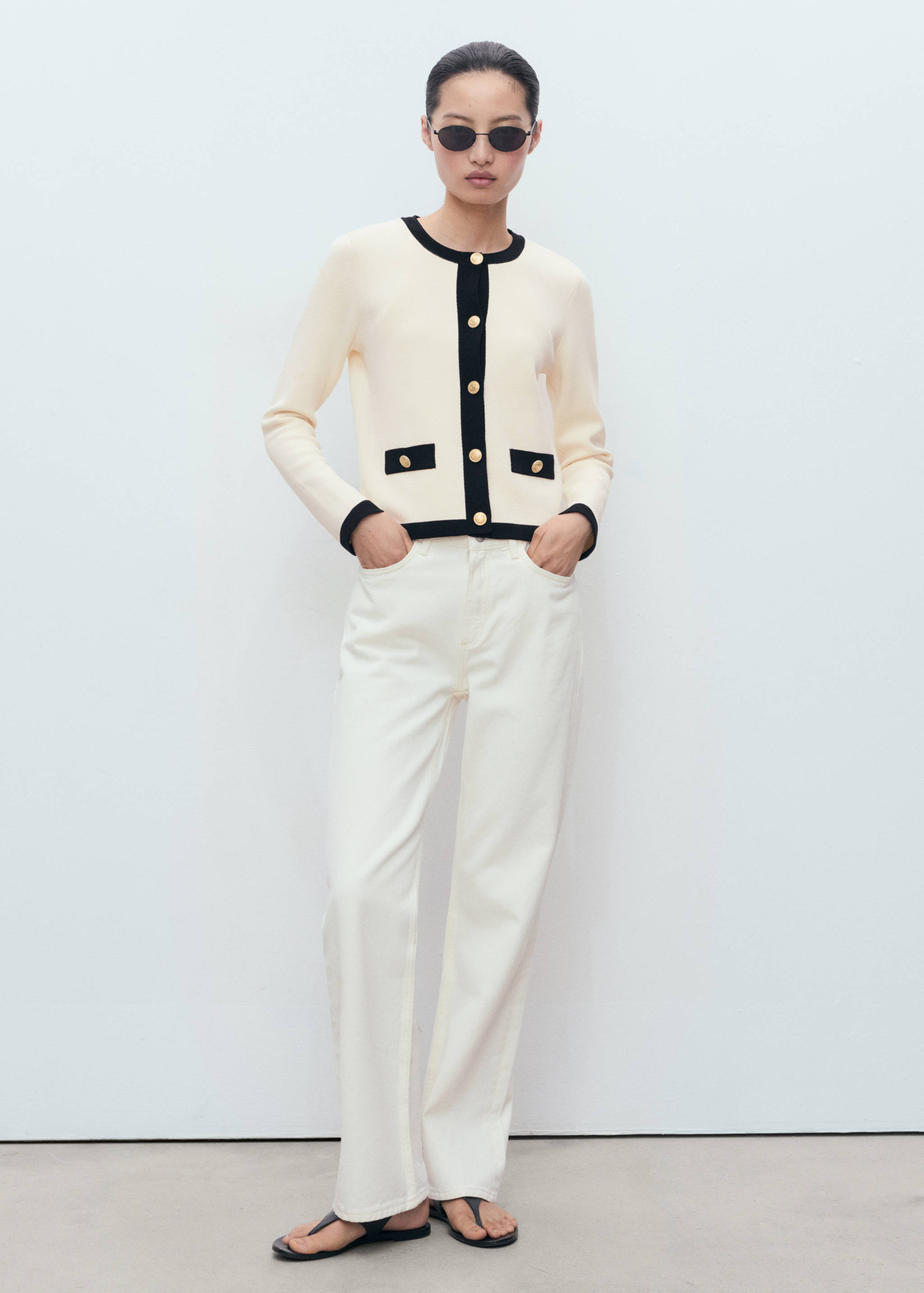 Contrasting ribbed cardigan - General plane