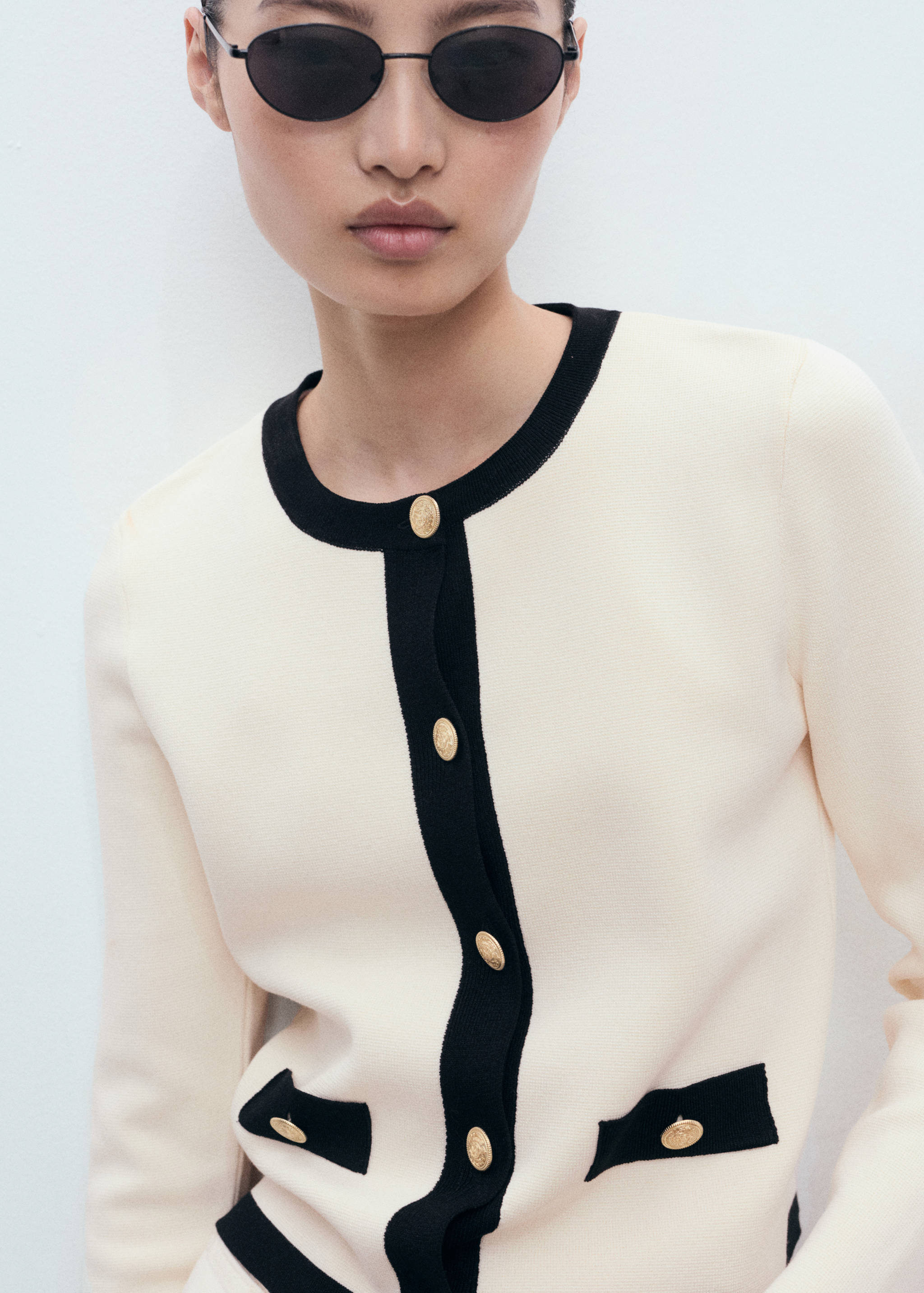 Contrasting ribbed cardigan - Medium plane