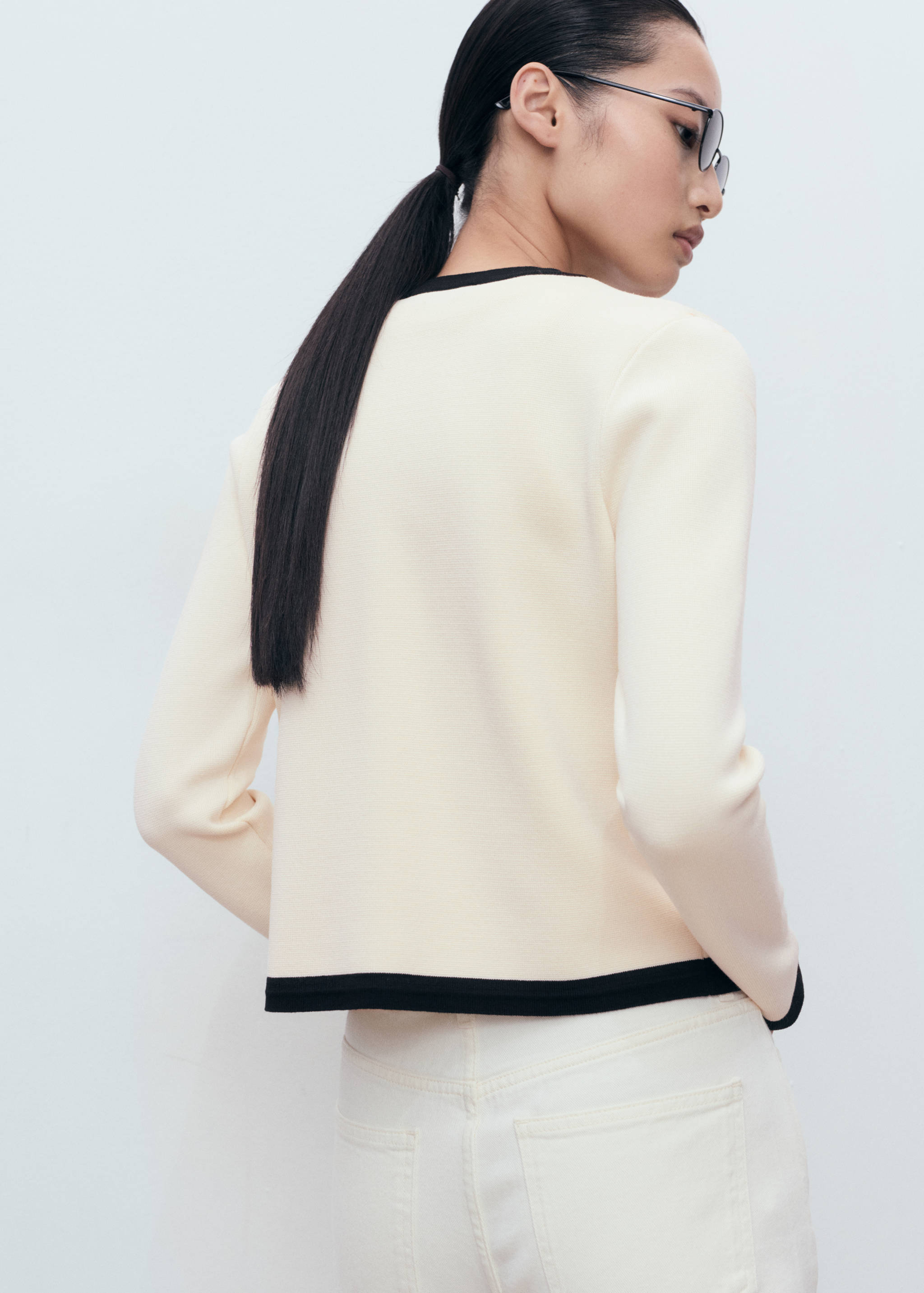 Contrasting ribbed cardigan - Reverse of the article