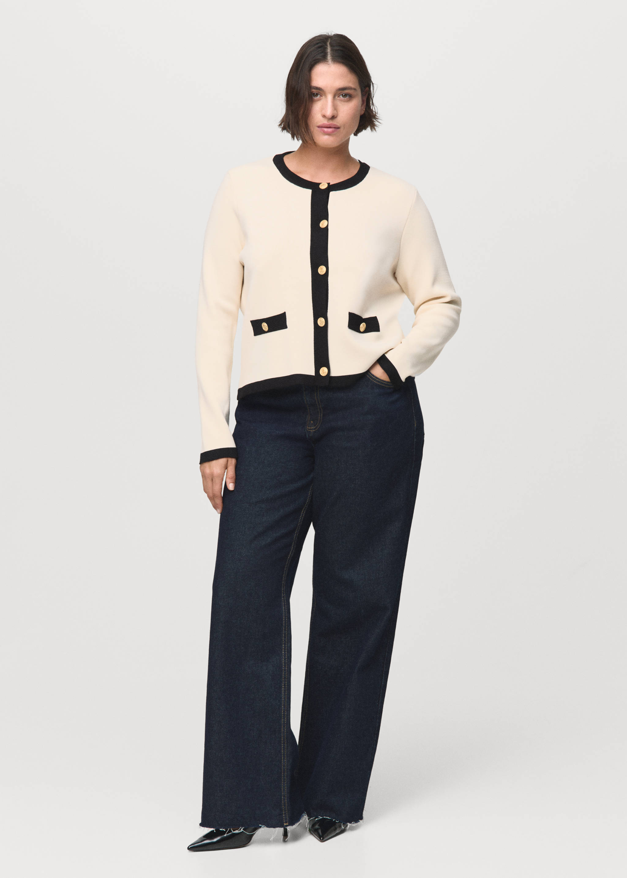 Contrasting ribbed cardigan - Details of the article 3