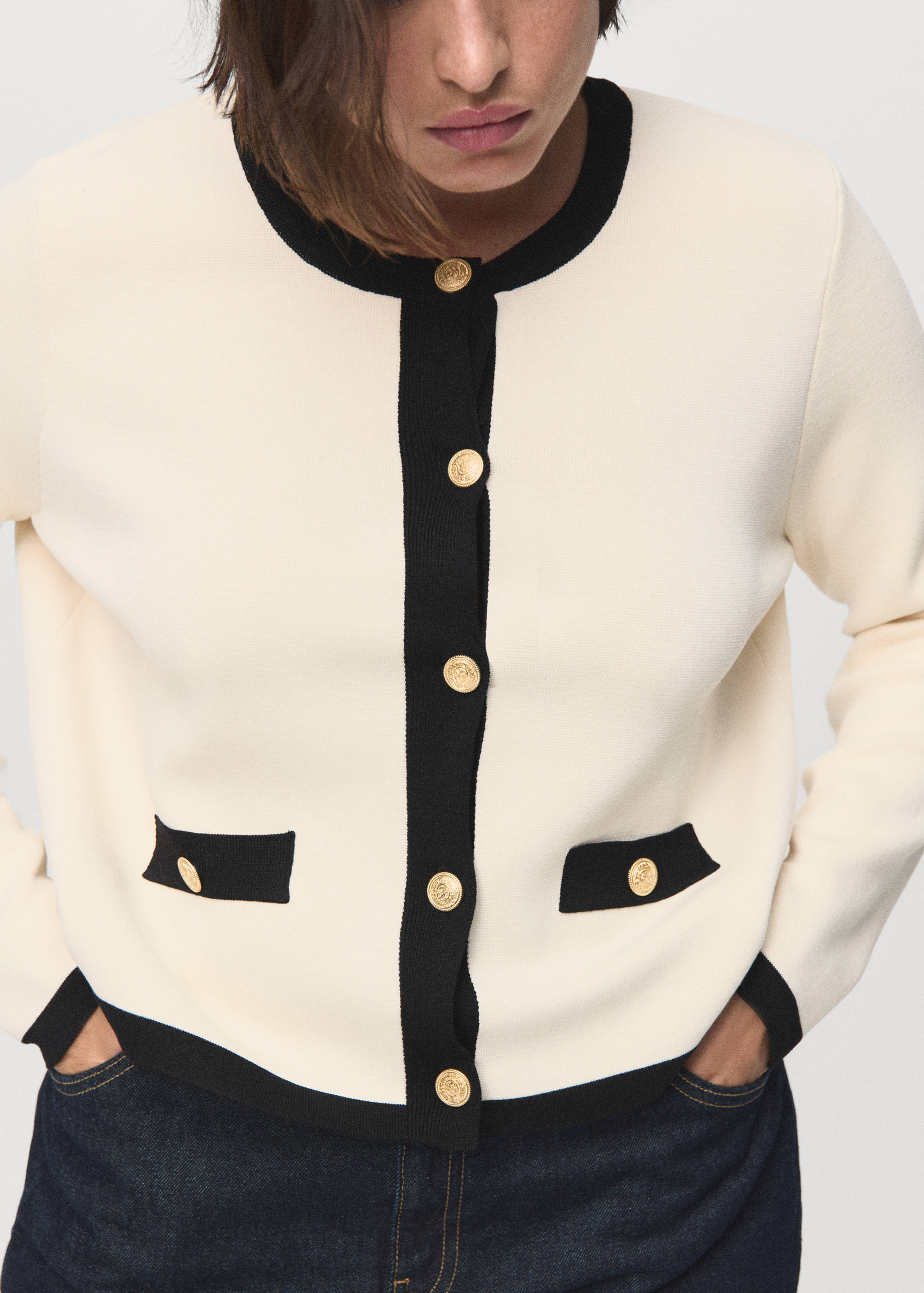 Contrasting ribbed cardigan - Details of the article 5