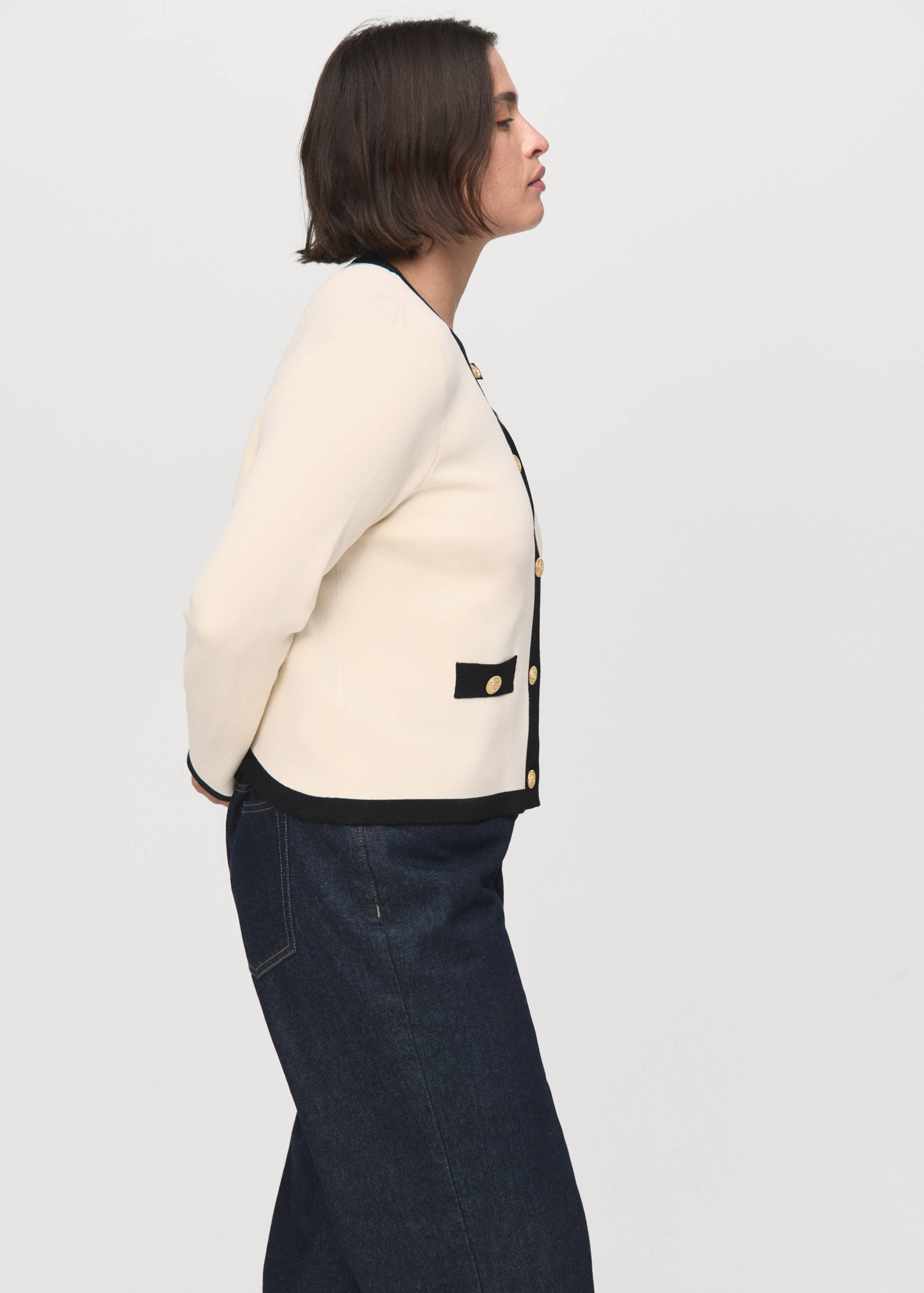 Contrasting ribbed cardigan - Details of the article 4