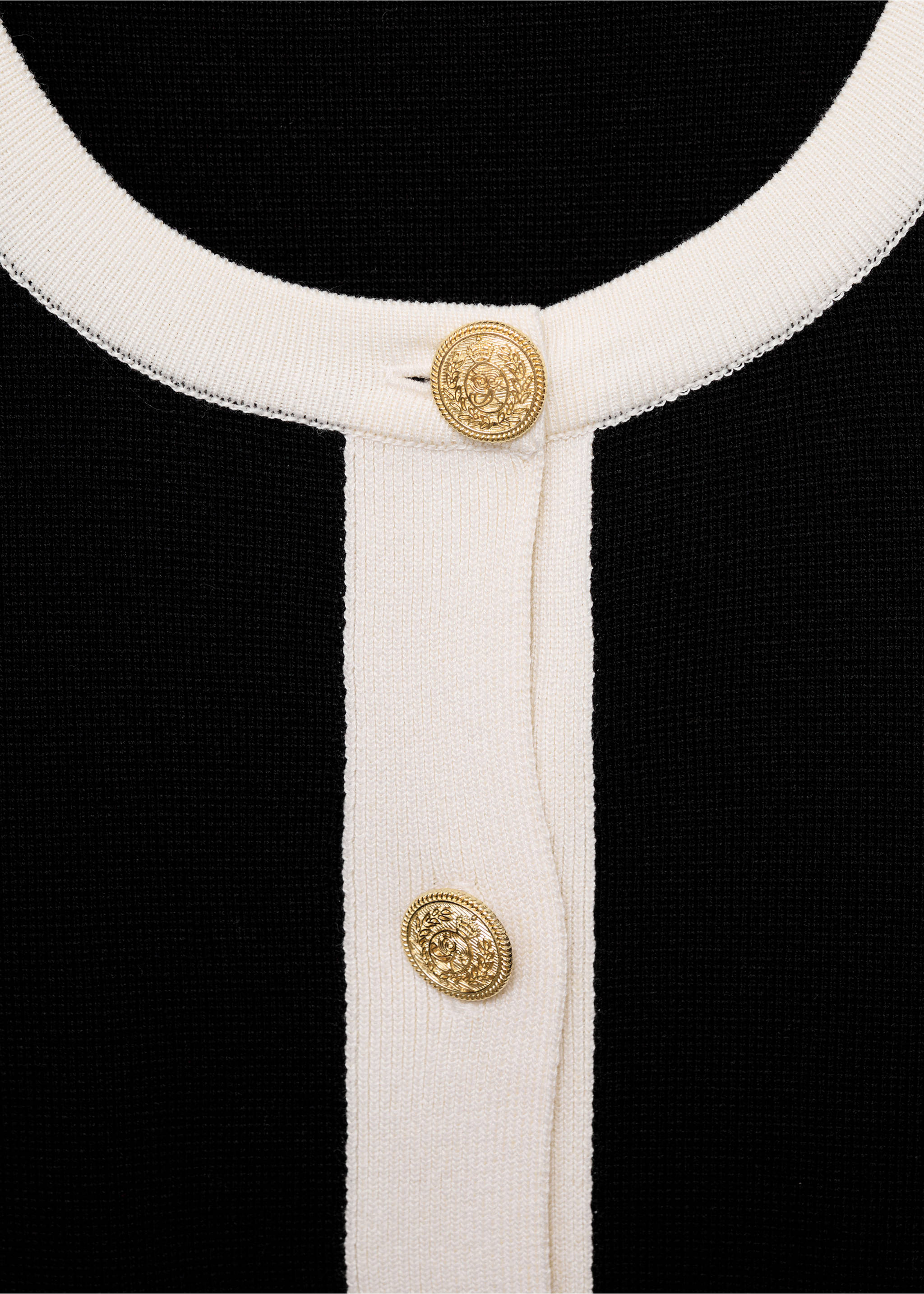 Contrasting ribbed cardigan - Details of the article 8, Black. Ref: 17085821-00.