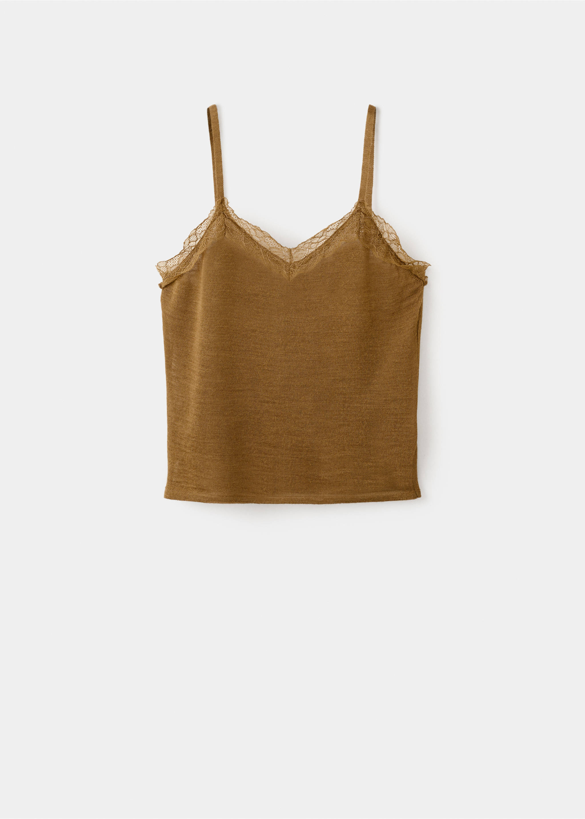 Wool-blend lace top - Article without model, Ochre. Ref: 17085824-00.