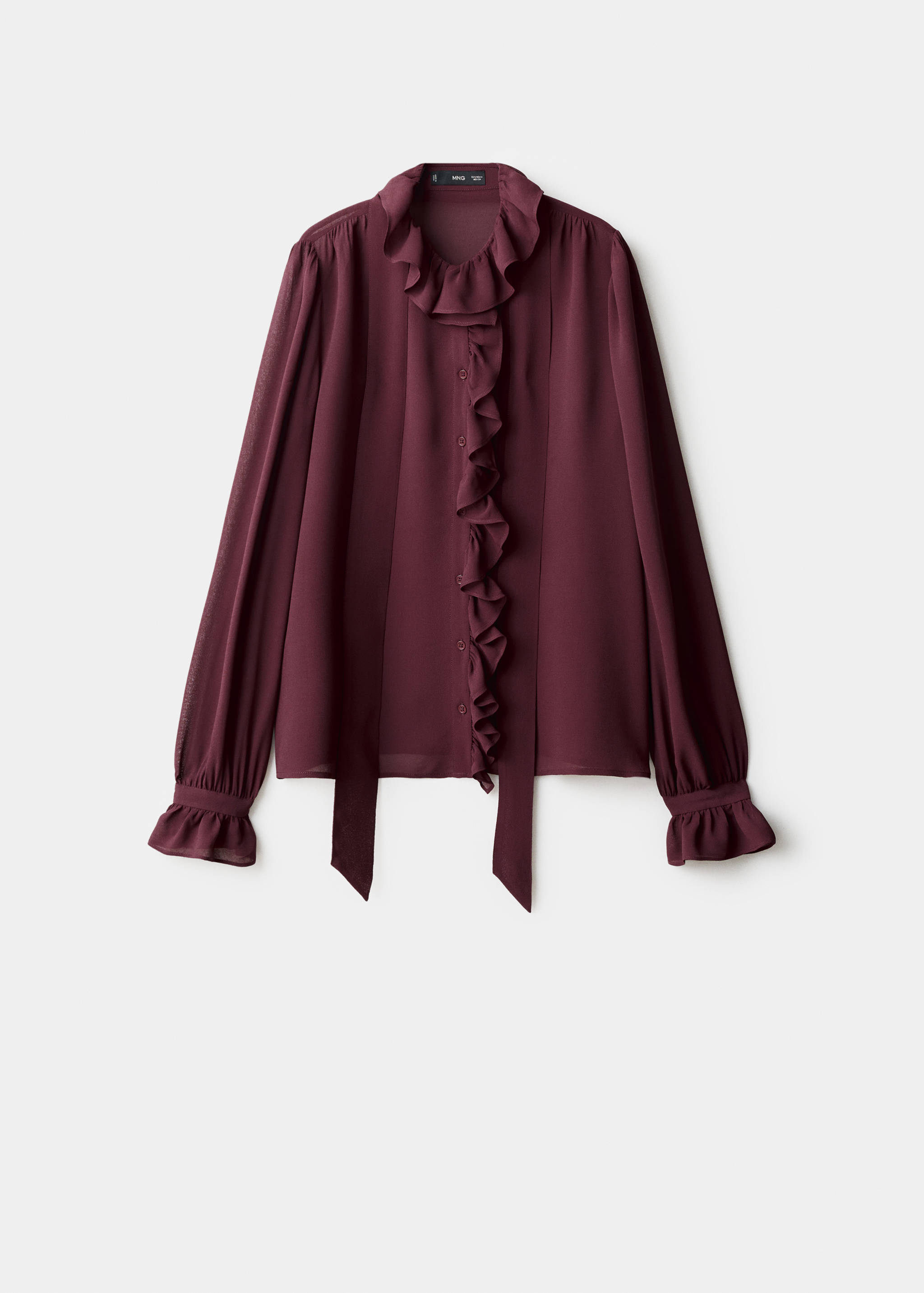 Blus med volanger i foulard-material - Artikel utan modell