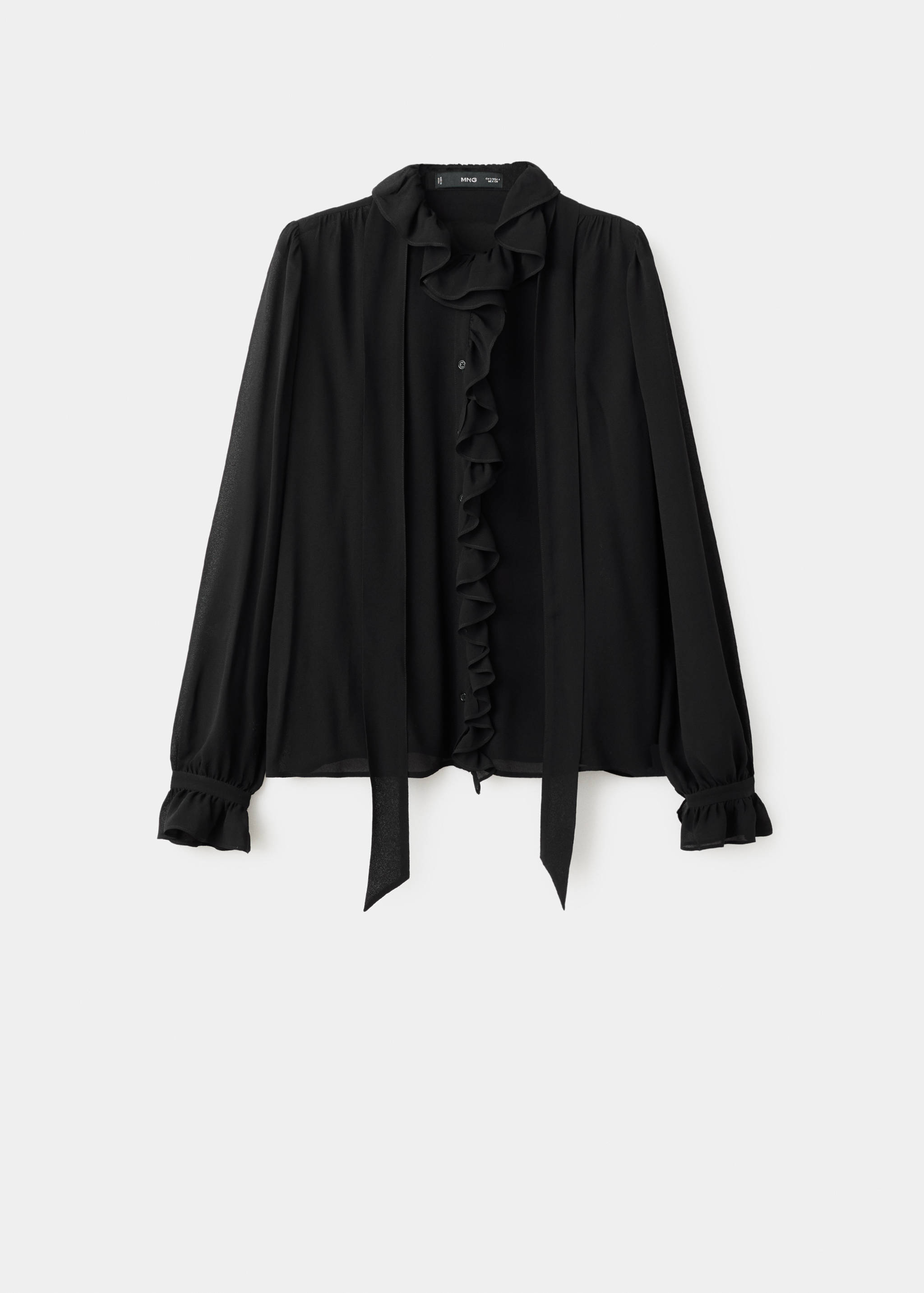 Blus med volanger i foulard-material - Artikel utan modell