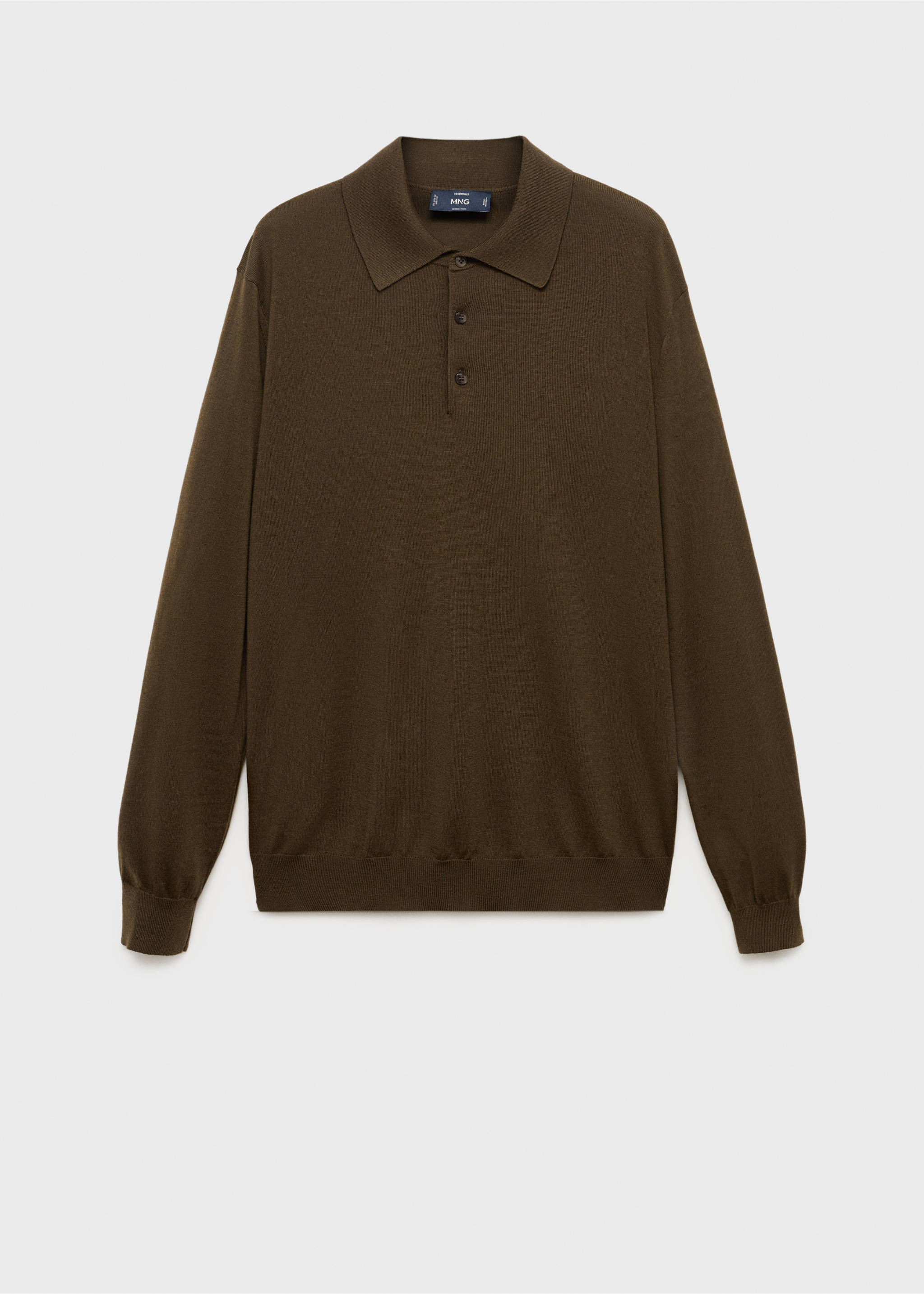 Polo svetr 100% merino vlna - Zboží bez modelu, Olivová. Ref: 17085970-00.