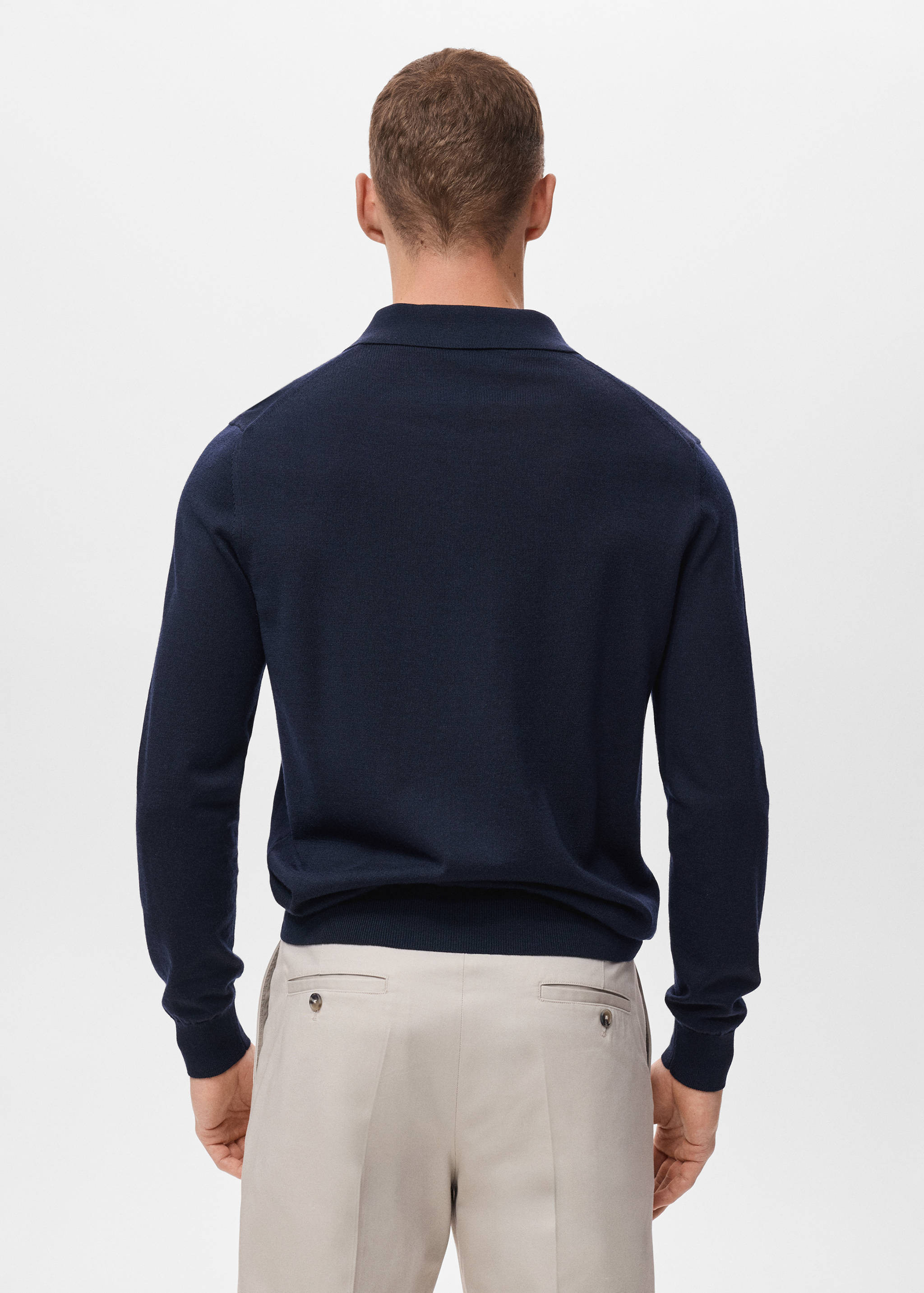 Polo svetr 100% merino vlna - Zadní strana zboží