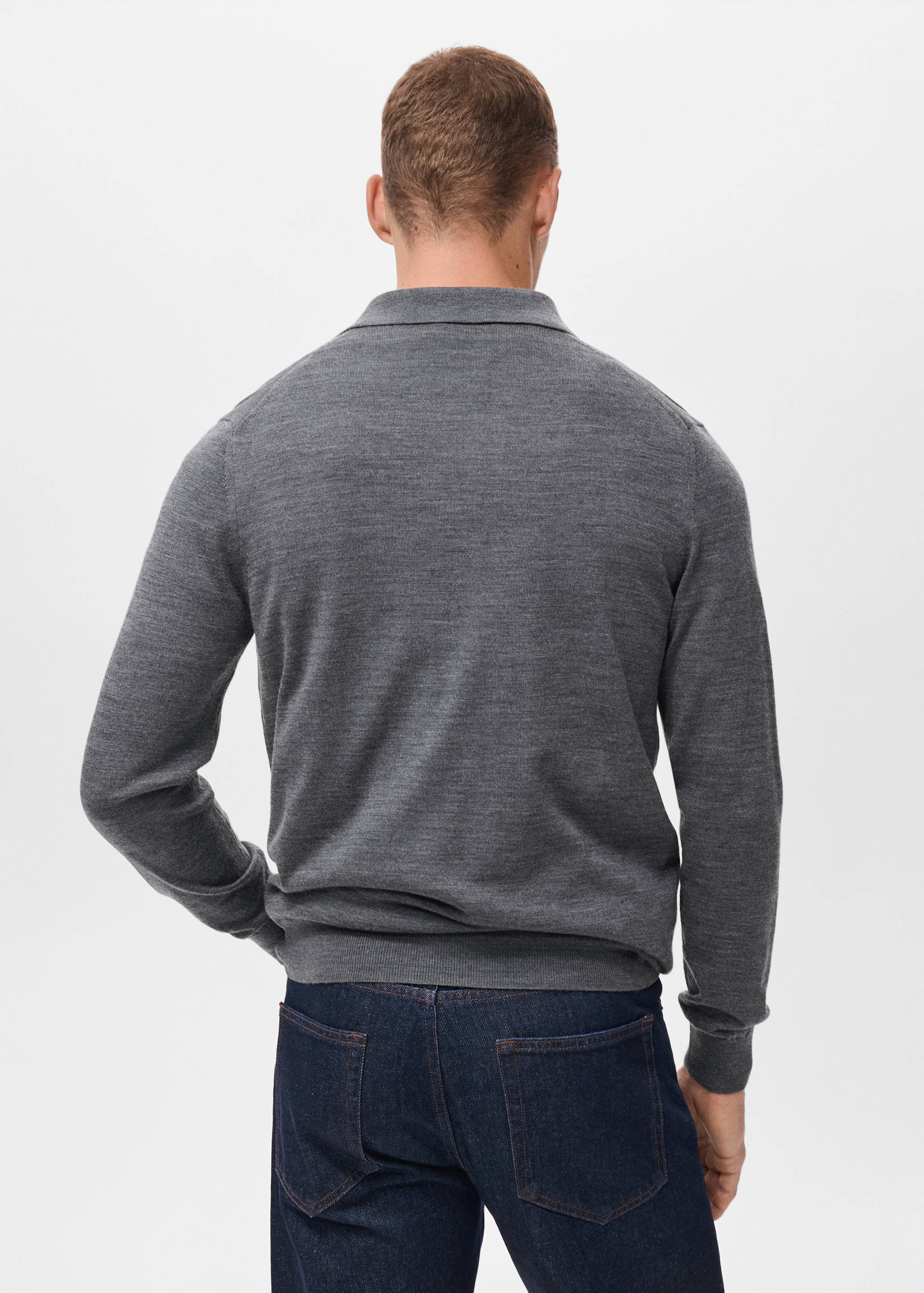 Polo svetr 100% merino vlna - Zadní strana zboží
