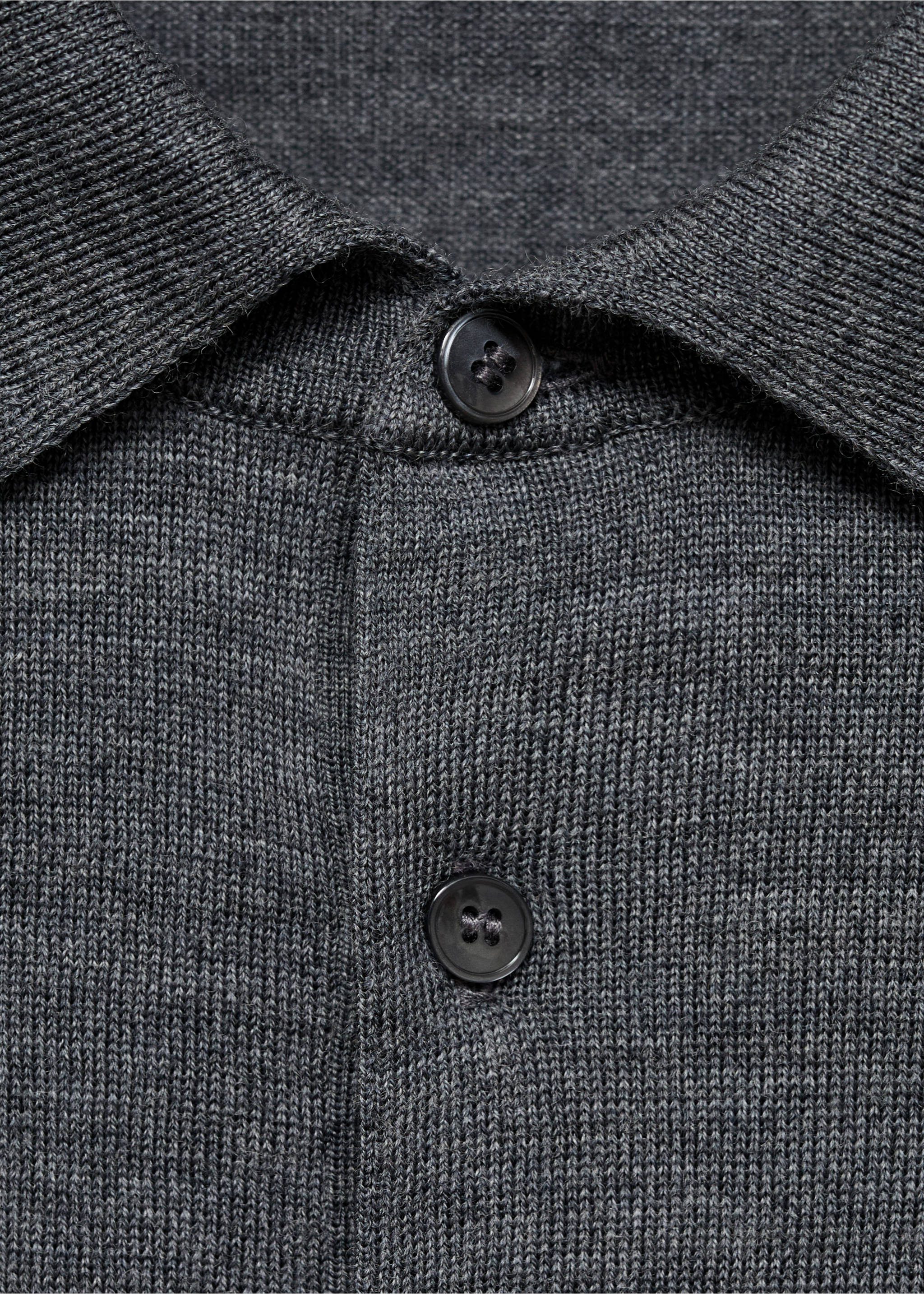 100% merino wool polo sweater - Details of the article 8, Medium Heather Grey. Ref: 17085970-00.