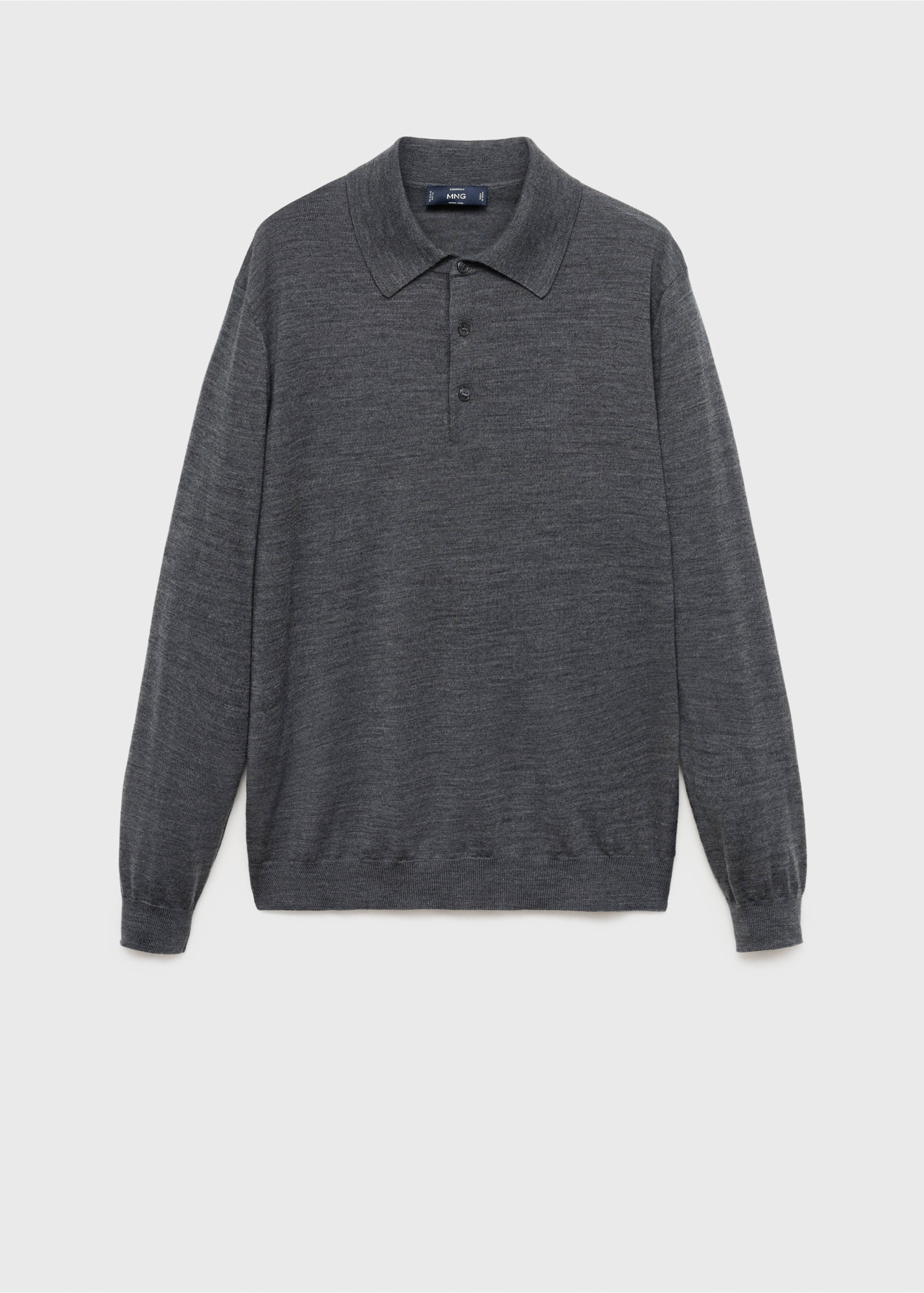 100% merino wool polo sweater - Article without model, Medium Heather Grey. Ref: 17085970-00.