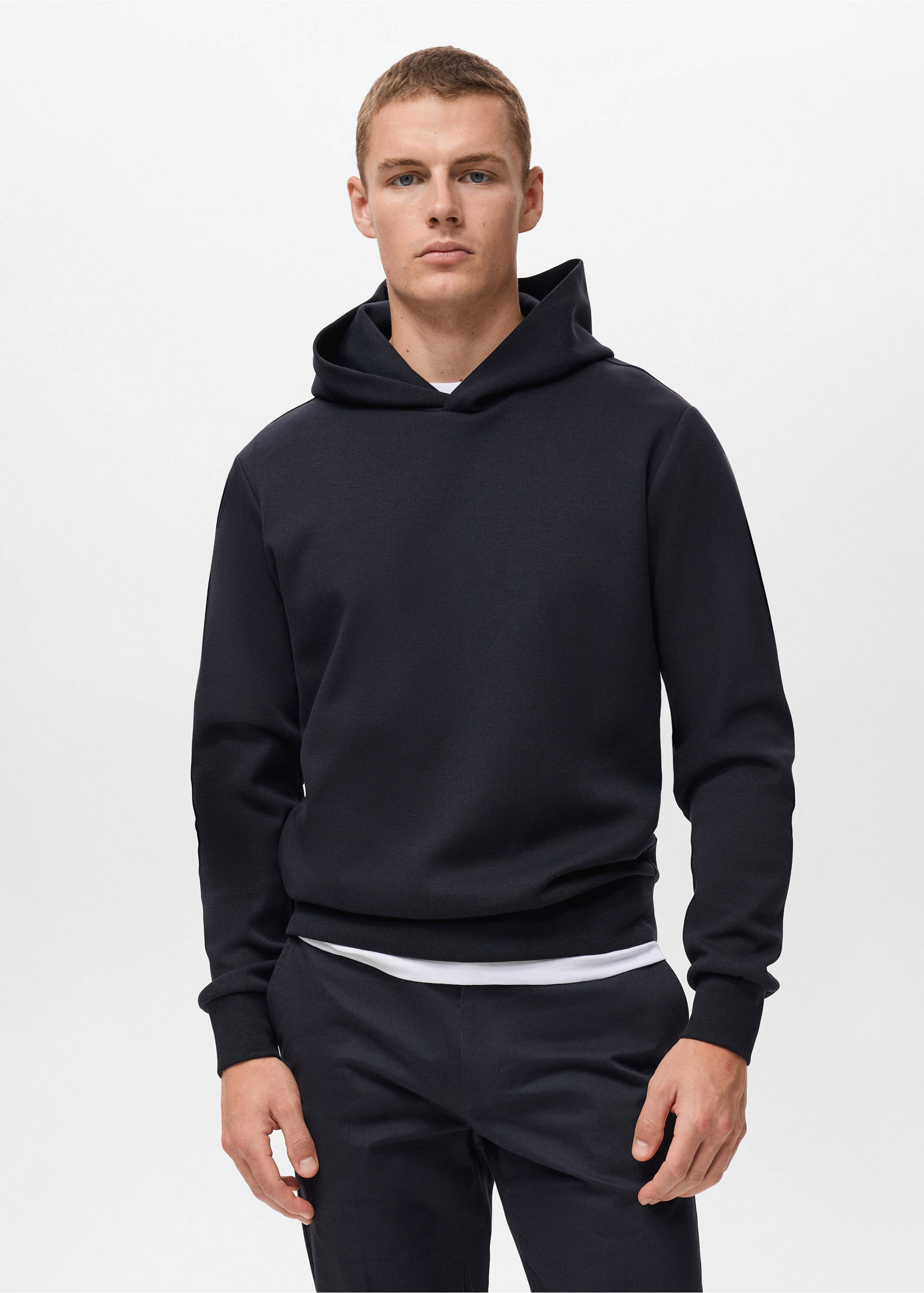 Sweat-shirt capuche regular-fit - Plan moyen, Bleu marine. Ref: 17085972-00.