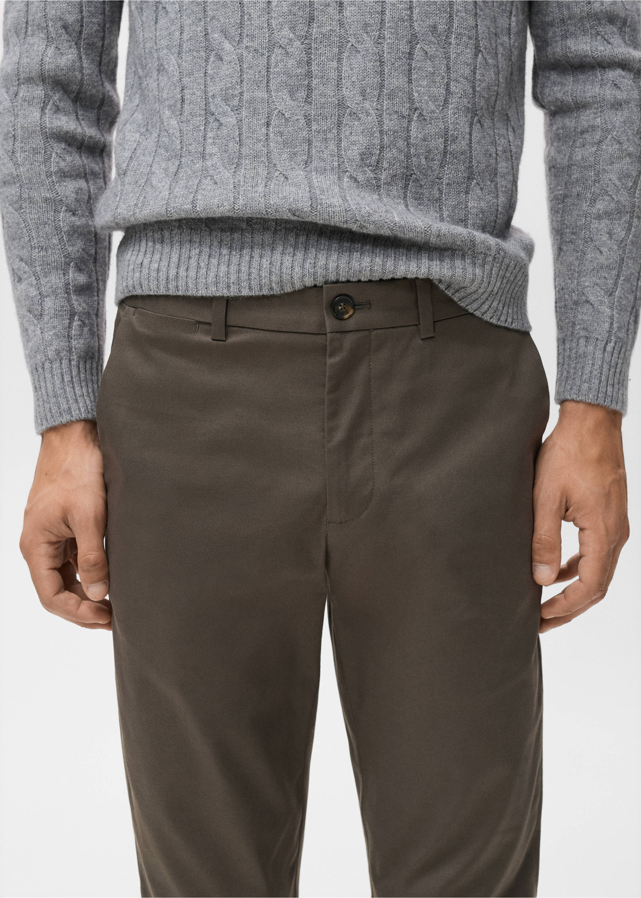 Dublino slim-fit chino trousers - Details of the article 1, Chocolate. Ref: 17085973-00.