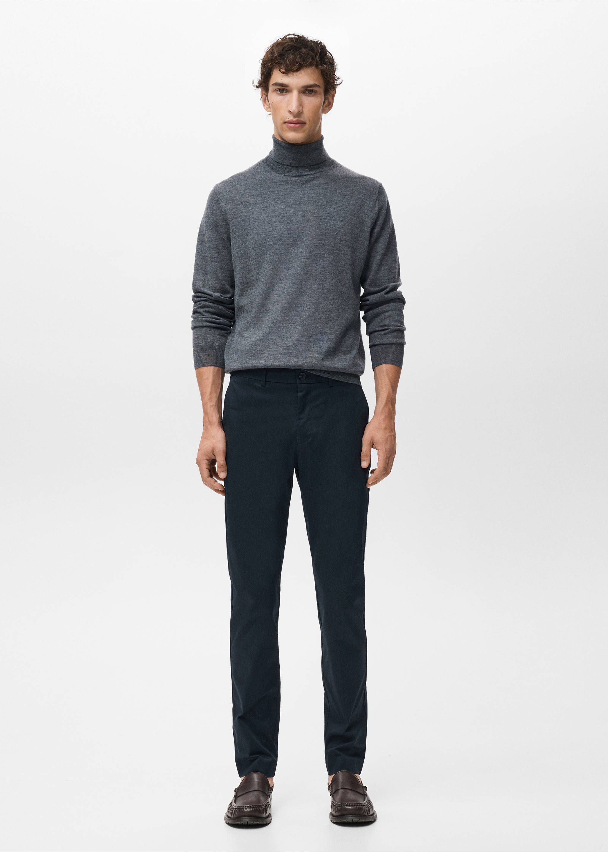 Dublino slim-fit chino trousers - General plane, Night Blue. Ref: 17085973-00.