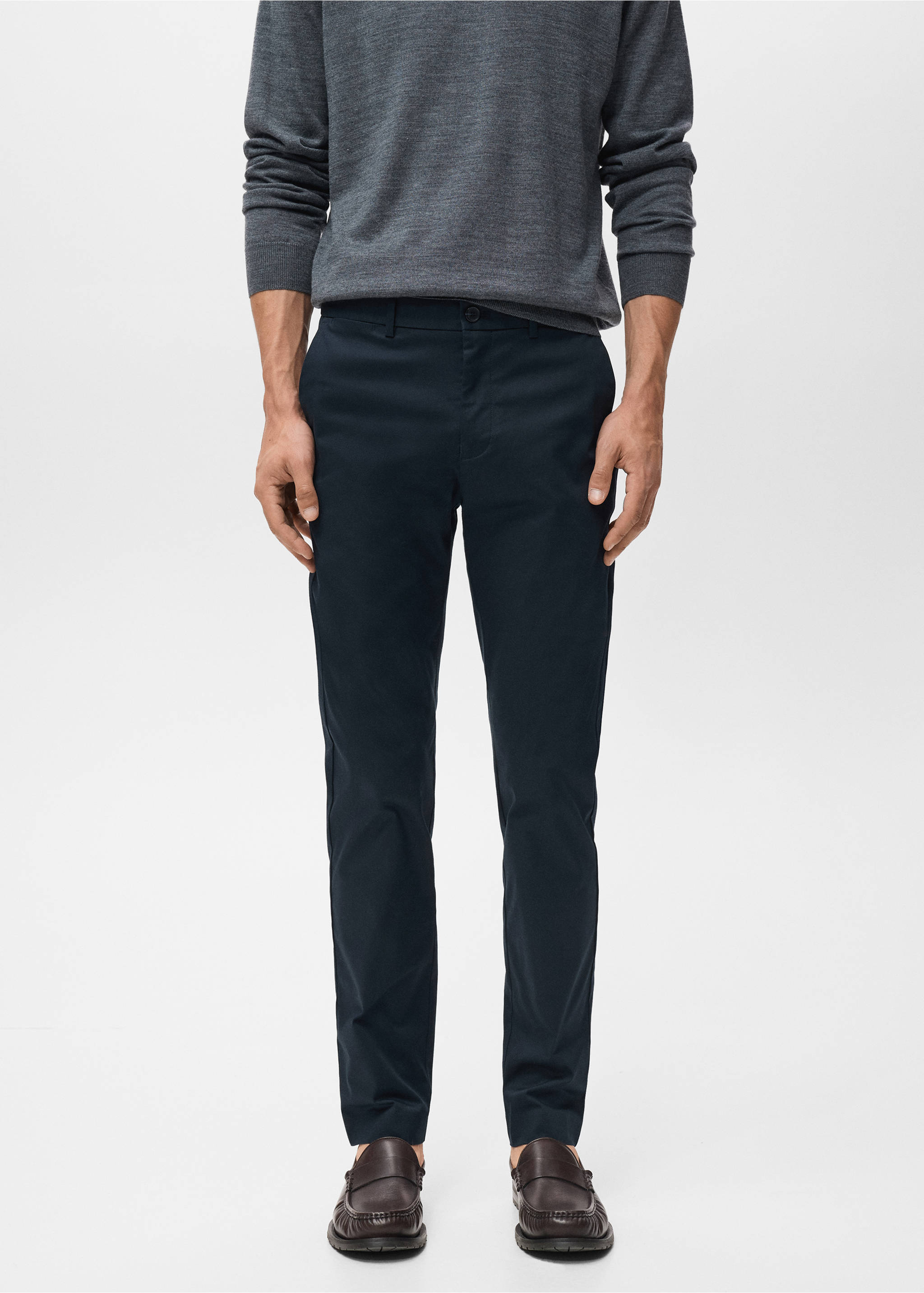 Dublino slim-fit chino trousers - Medium plane, Night Blue. Ref: 17085973-00.