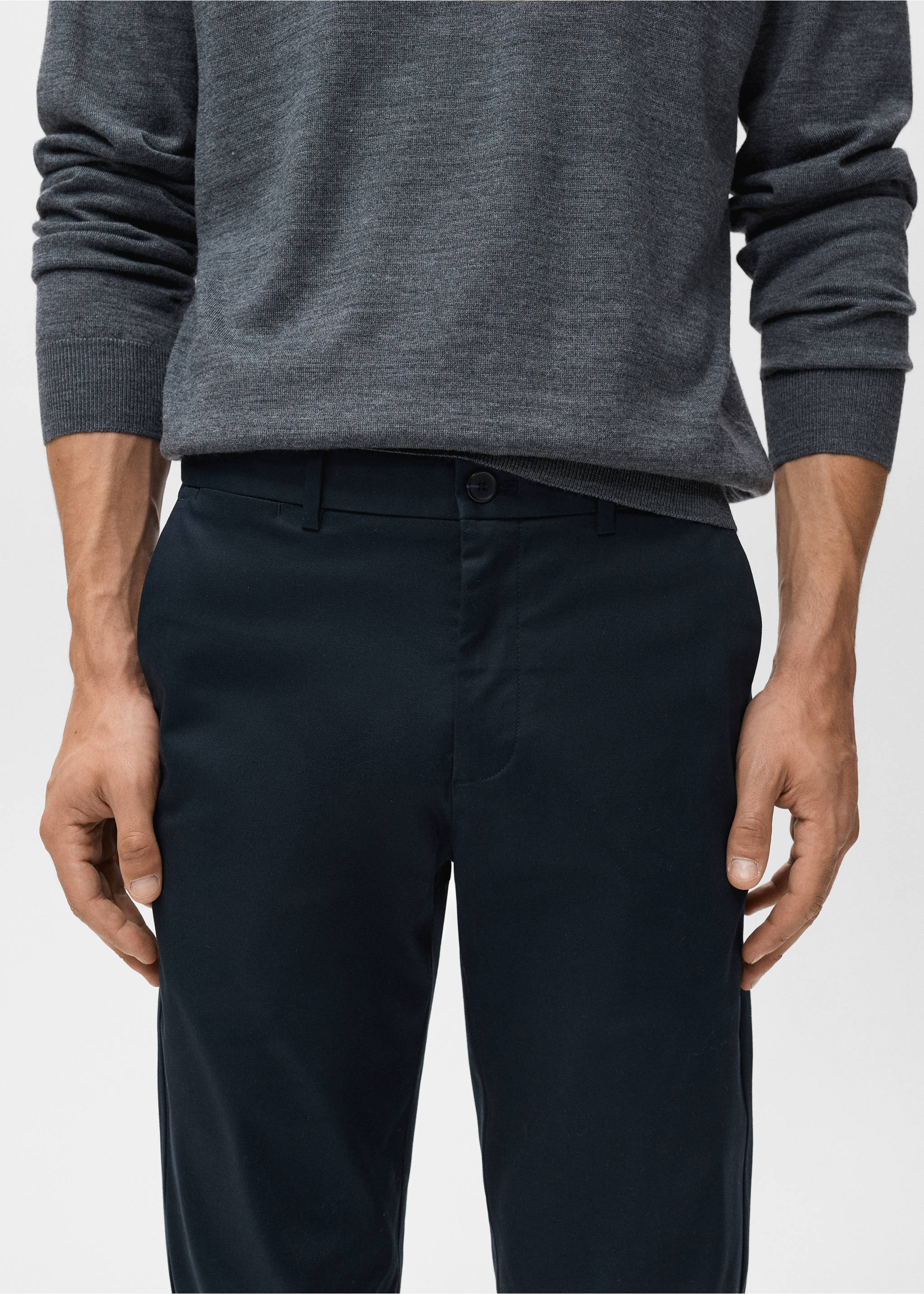 Dublino slim-fit chino trousers - Details of the article 1, Night Blue. Ref: 17085973-00.