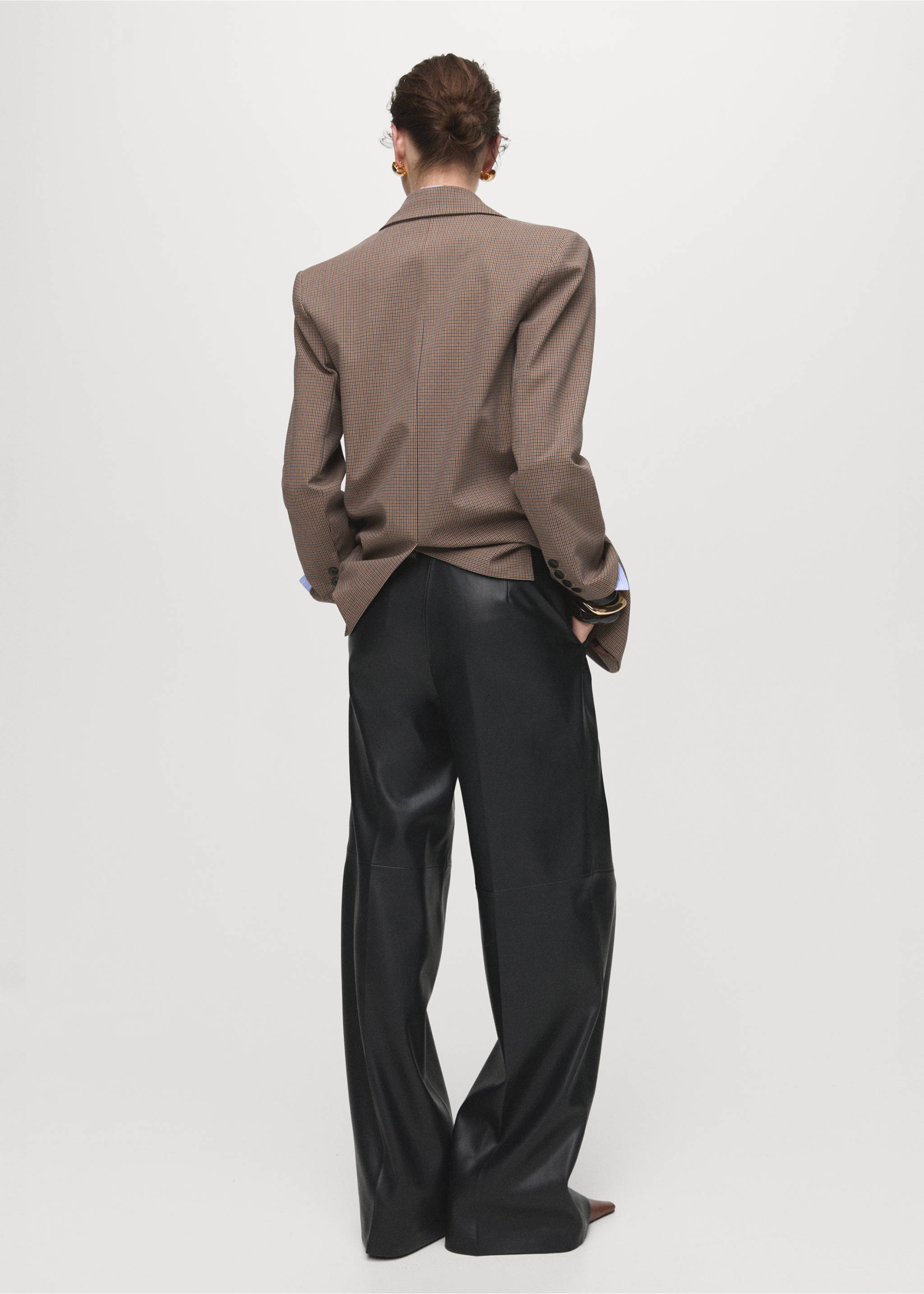 Pantalón wide leg efecto piel - Reverso del artículo, Negro. Ref: 17085976-00.