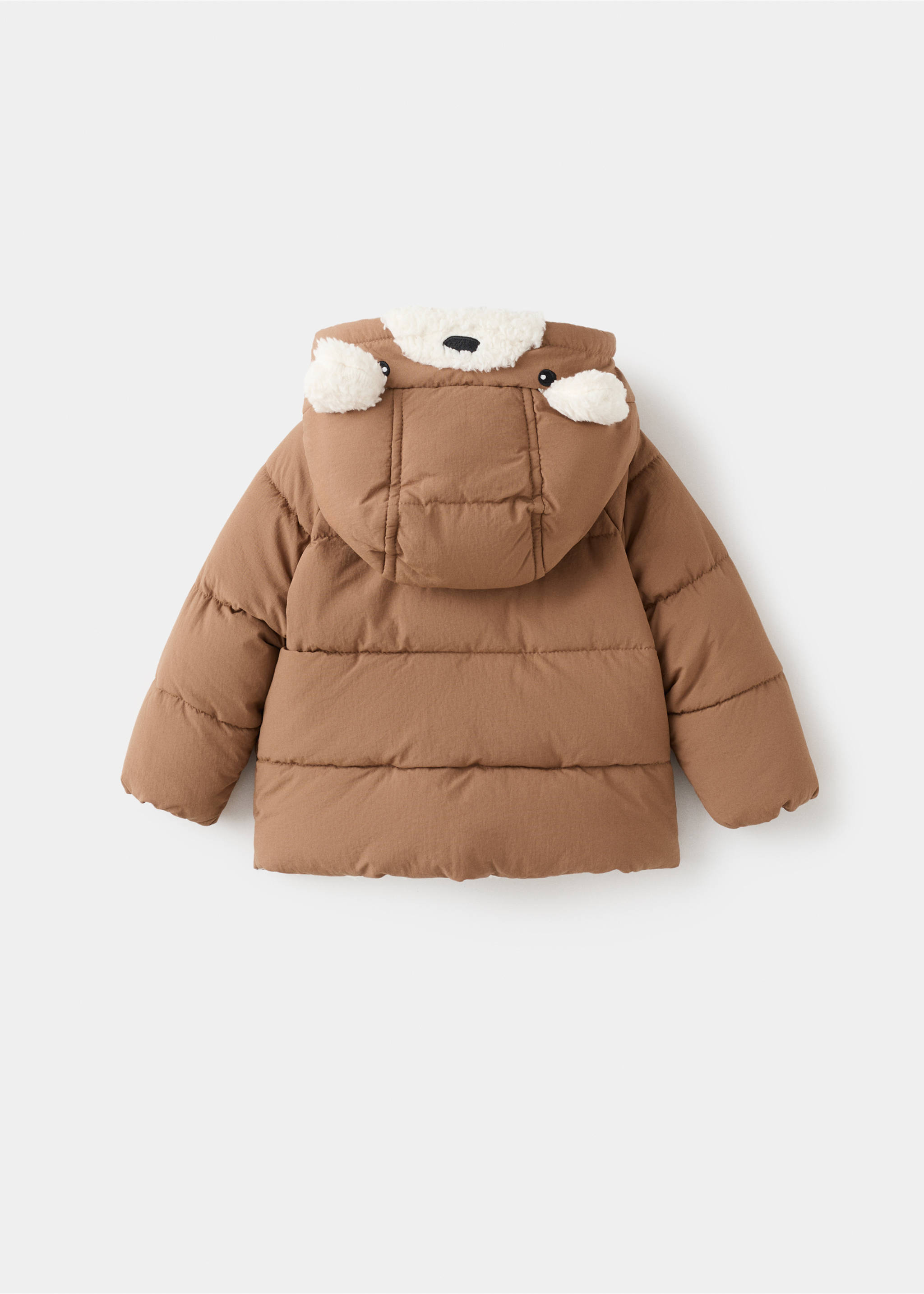 Fur-effect quilted coat - Reverse of the article, Chocolate. Ref: 17085977-00.