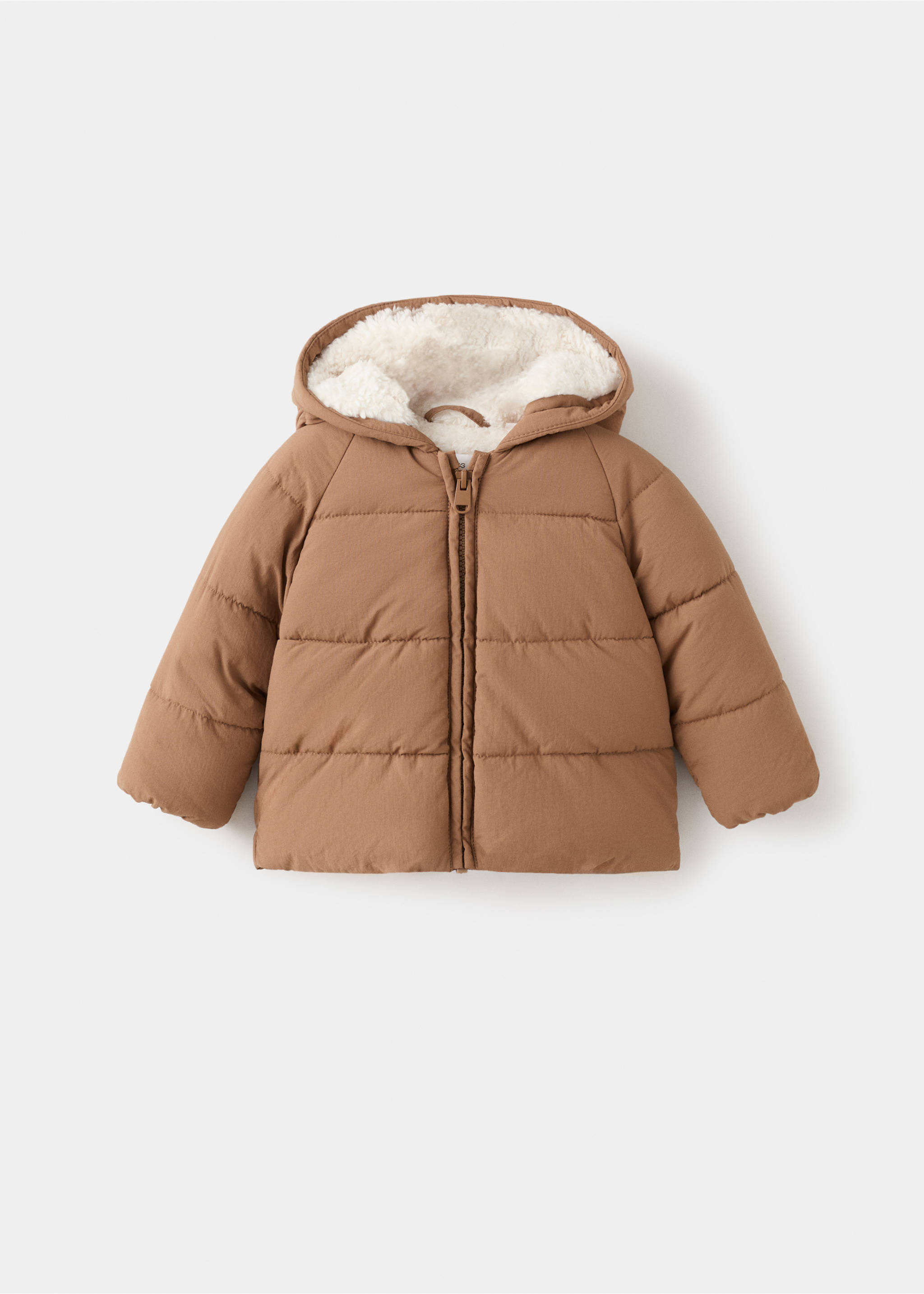 Fur-effect quilted coat - Article without model, Chocolate. Ref: 17085977-00.