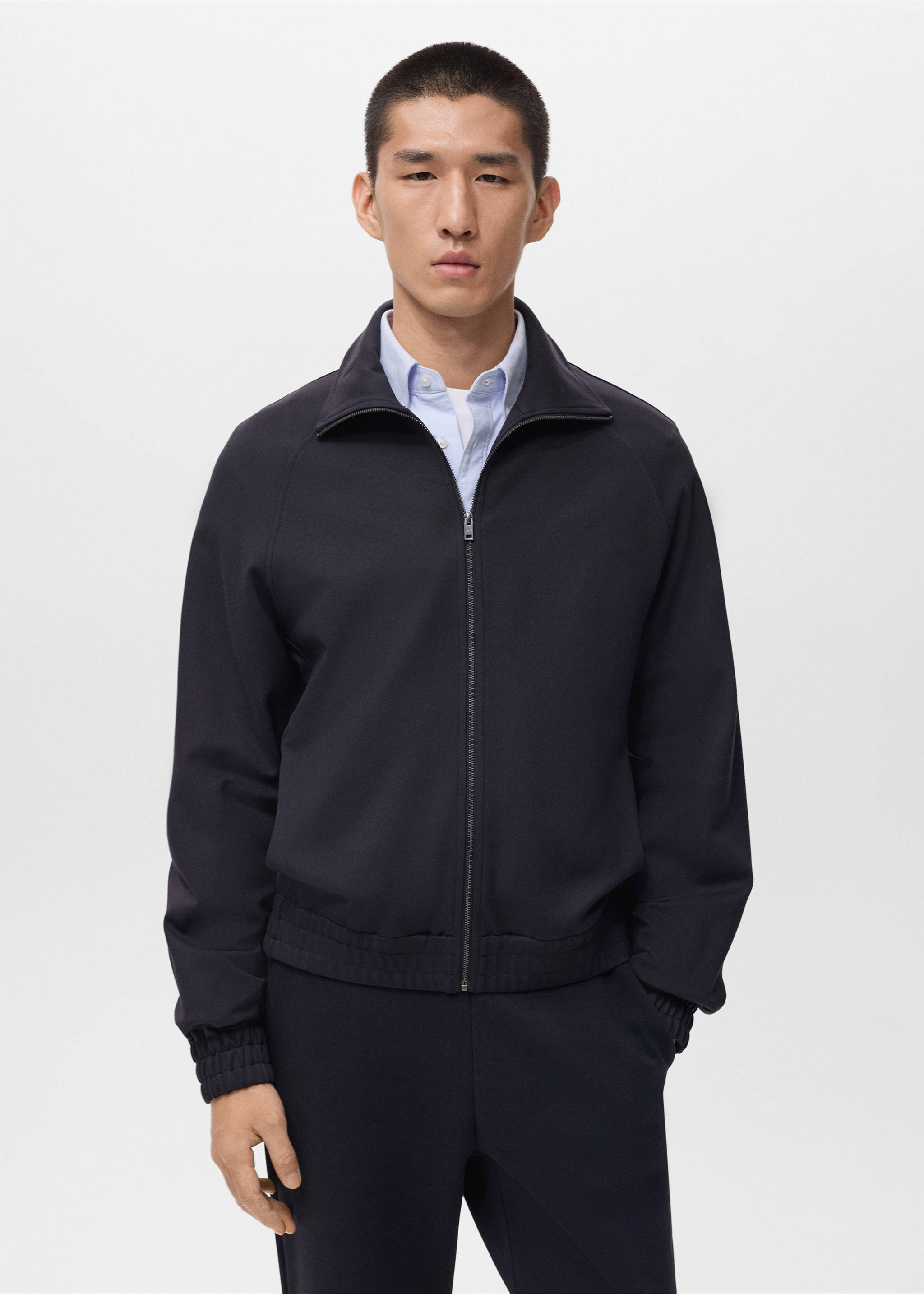 Regular-fit zip-up hoodie - Medium plane, Navy. Ref: 17085988-00.