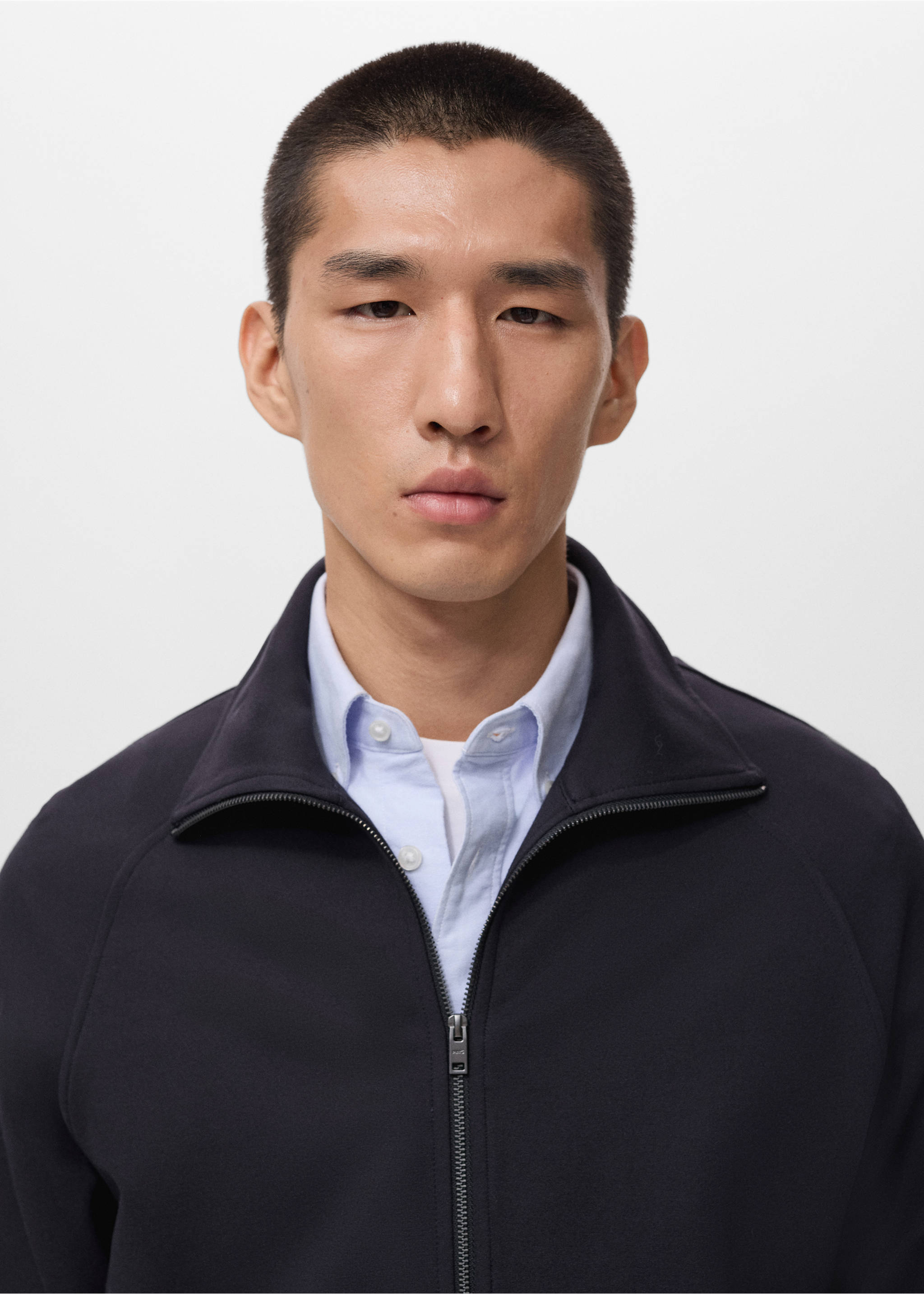 Regular-fit zip-up hoodie - Details of the article 1, Navy. Ref: 17085988-00.