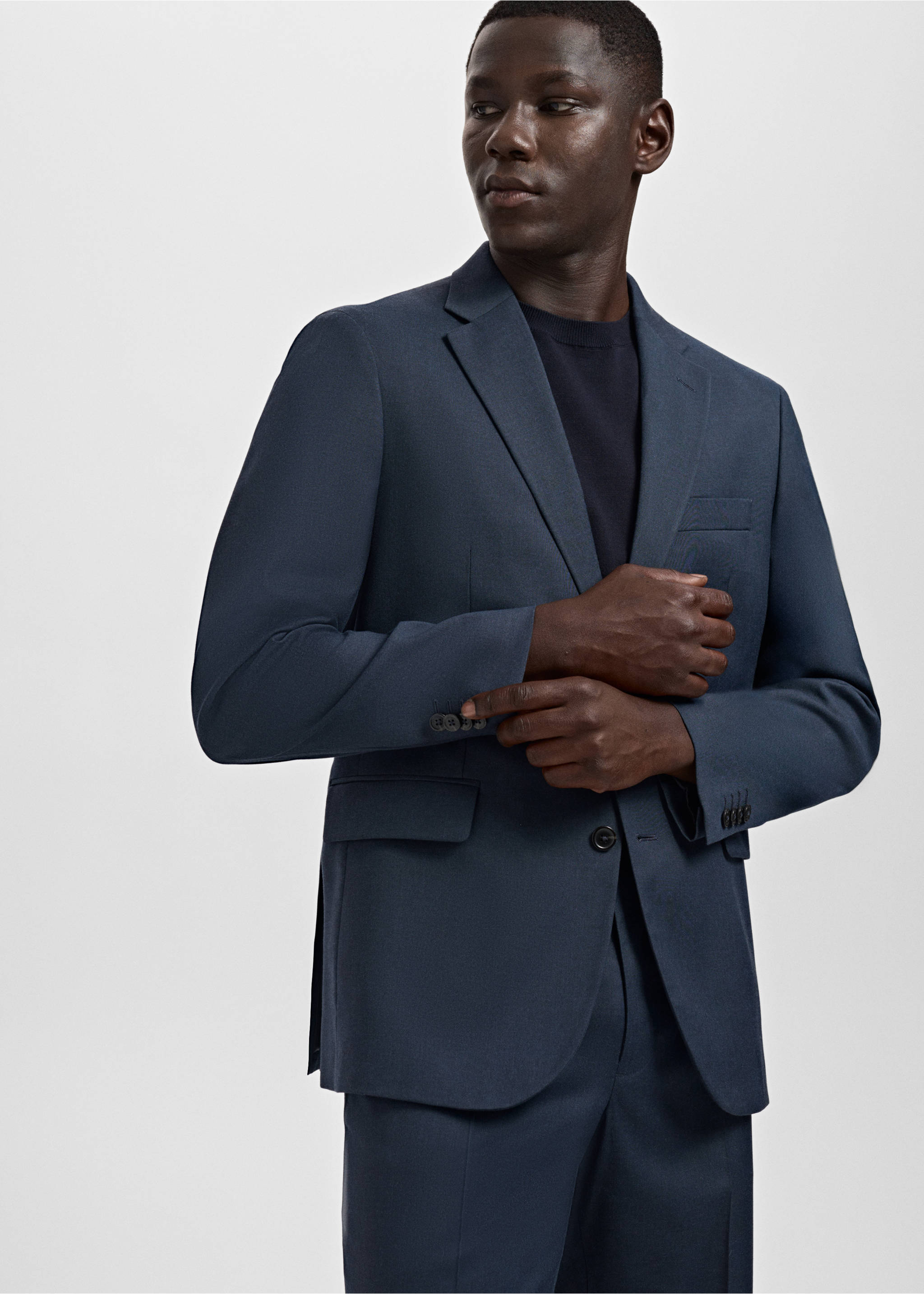 London regular-fit suit jacket - Details of the article 3, Navy. Ref: 17085997-00.