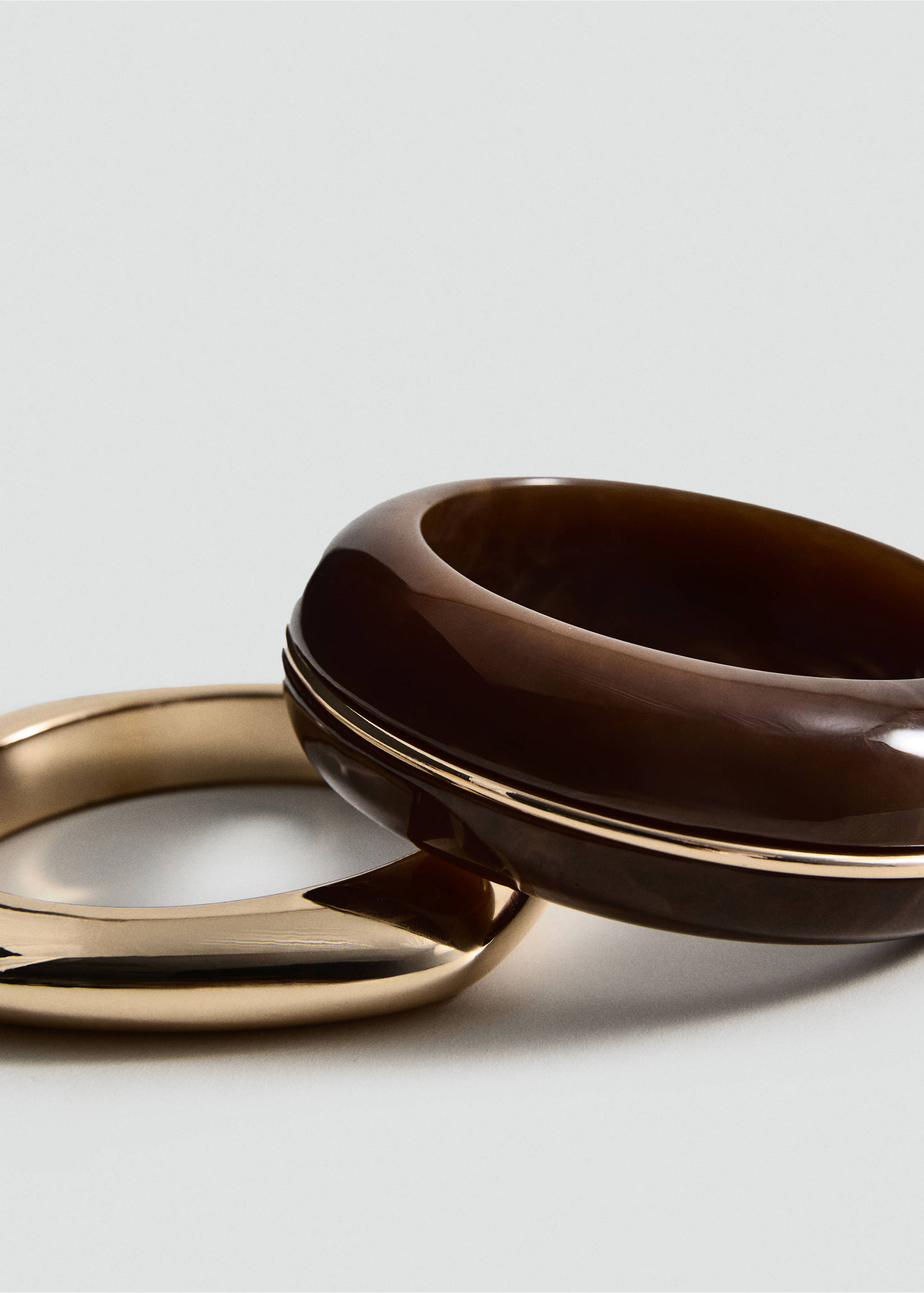 Pack of 2 rigid bracelets - Medium plane, Gold. Ref: 17085998-00.