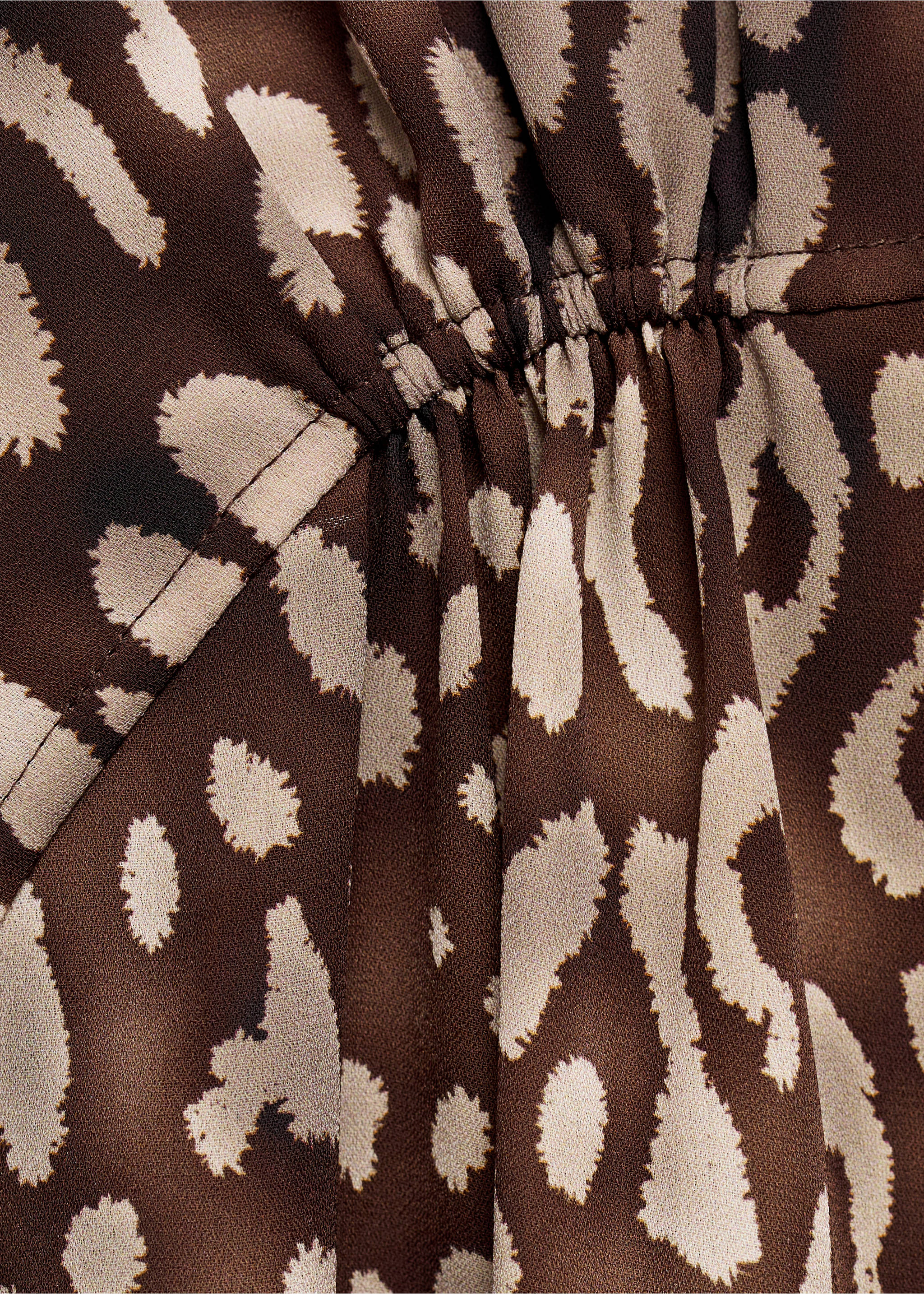Satin leopard-print blouse with bow - Details of the article 0, Brown. Ref: 17086002-00.