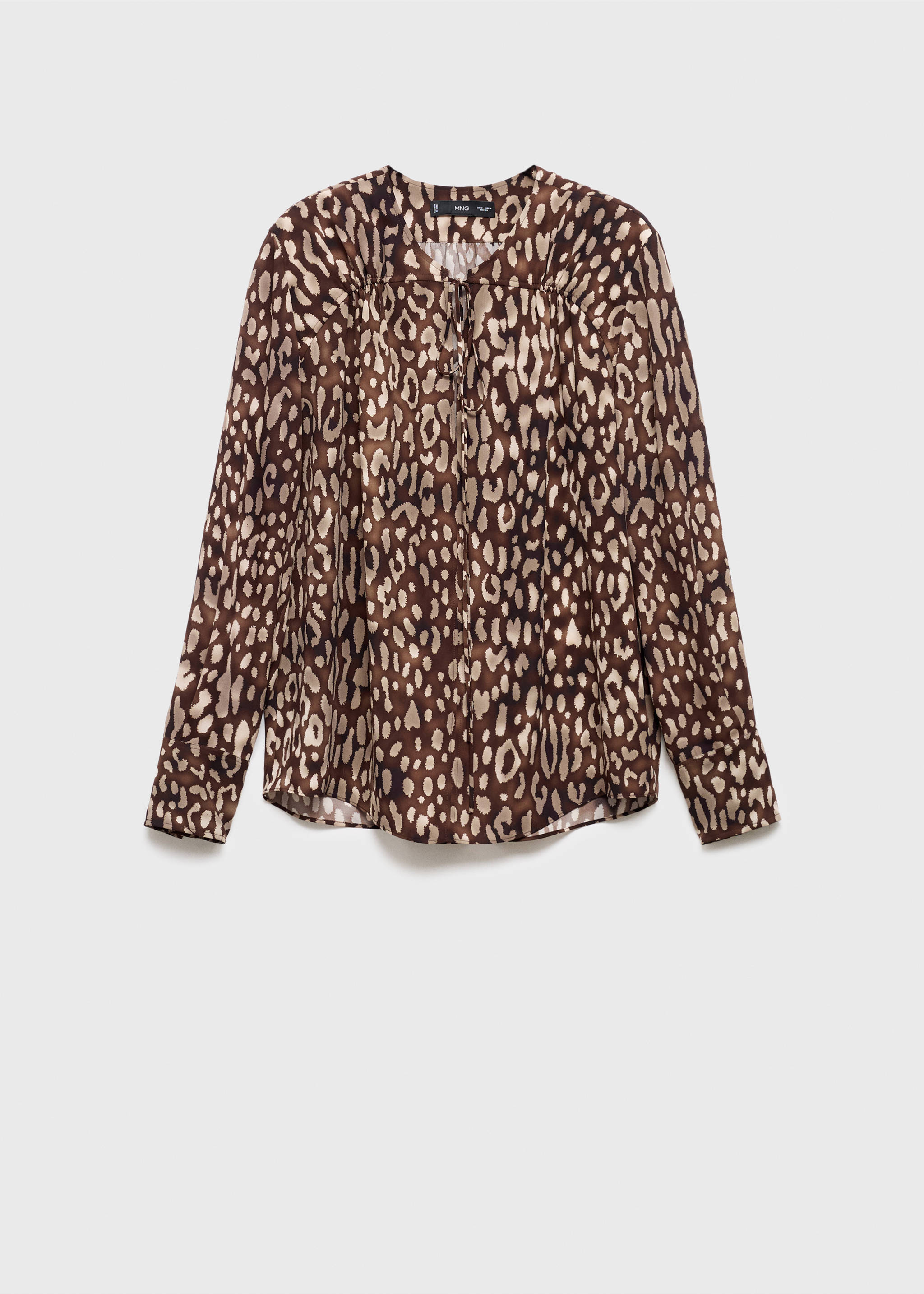 Satin leopard-print blouse with bow - Article without model, Brown. Ref: 17086002-00.