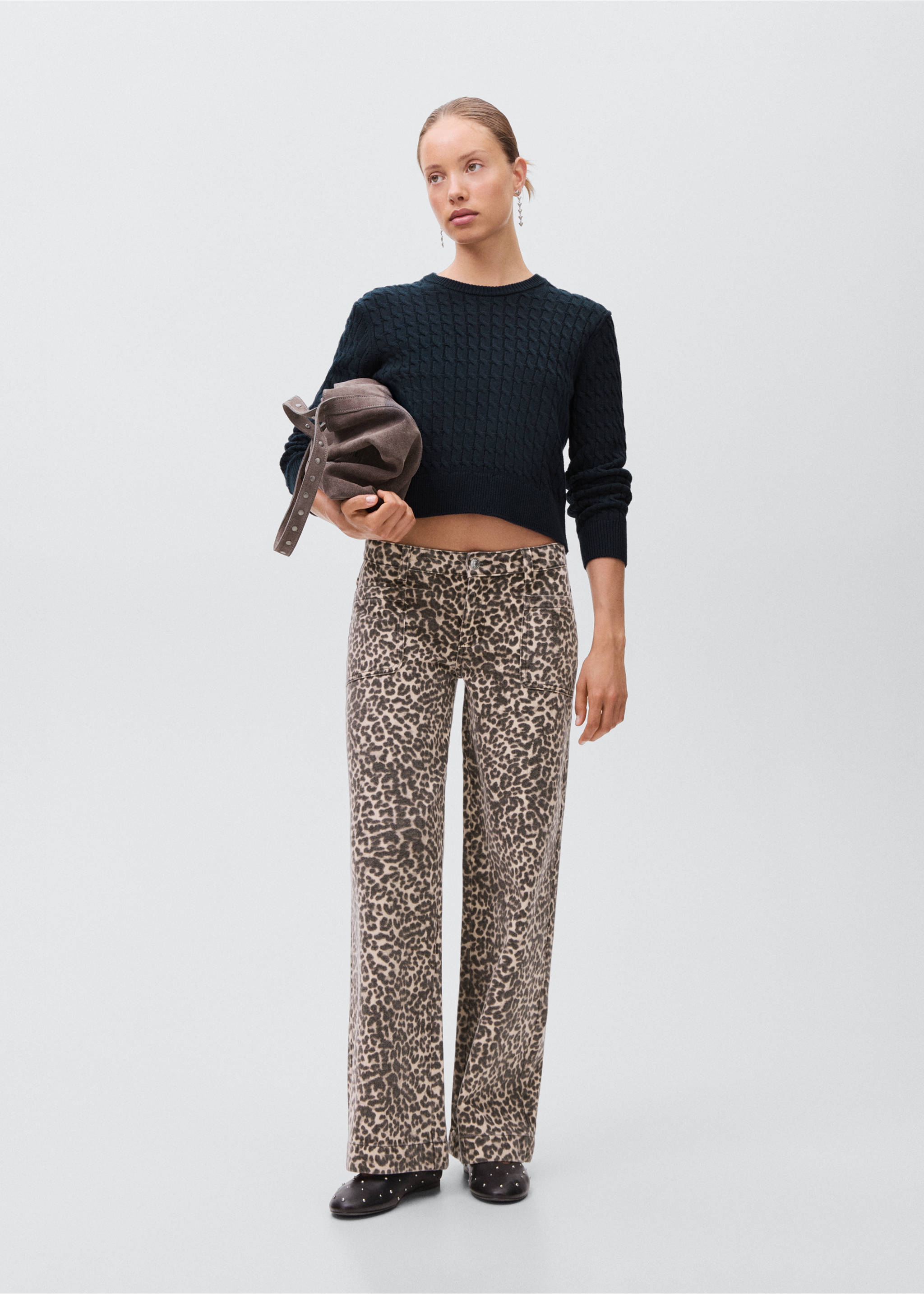 Τζιν low waist animal print - Γενικό πλάνο, Εκρού. Ref: 17086332-00.