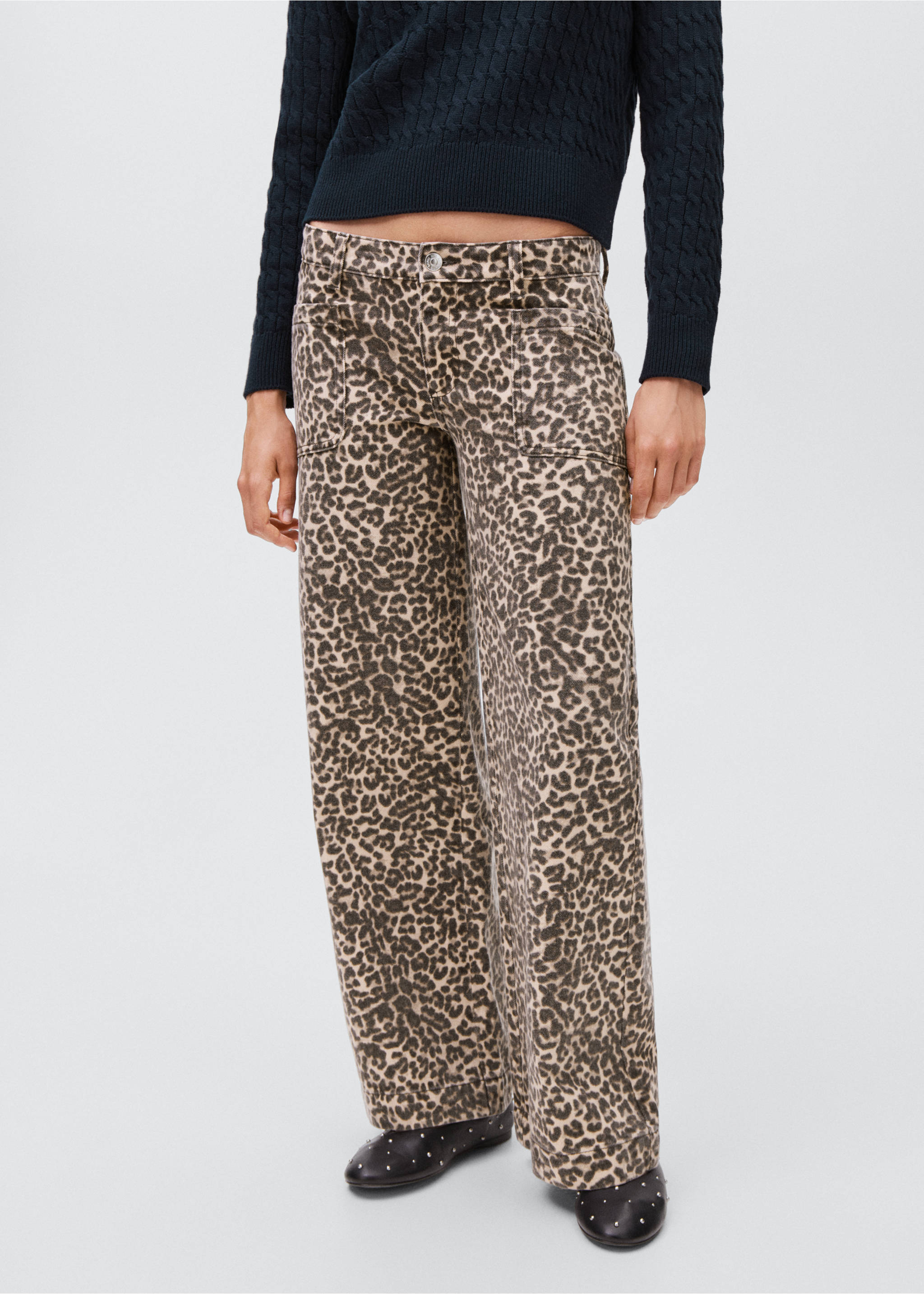Τζιν low waist animal print - Μεσαίο πλάνο, Εκρού. Ref: 17086332-00.