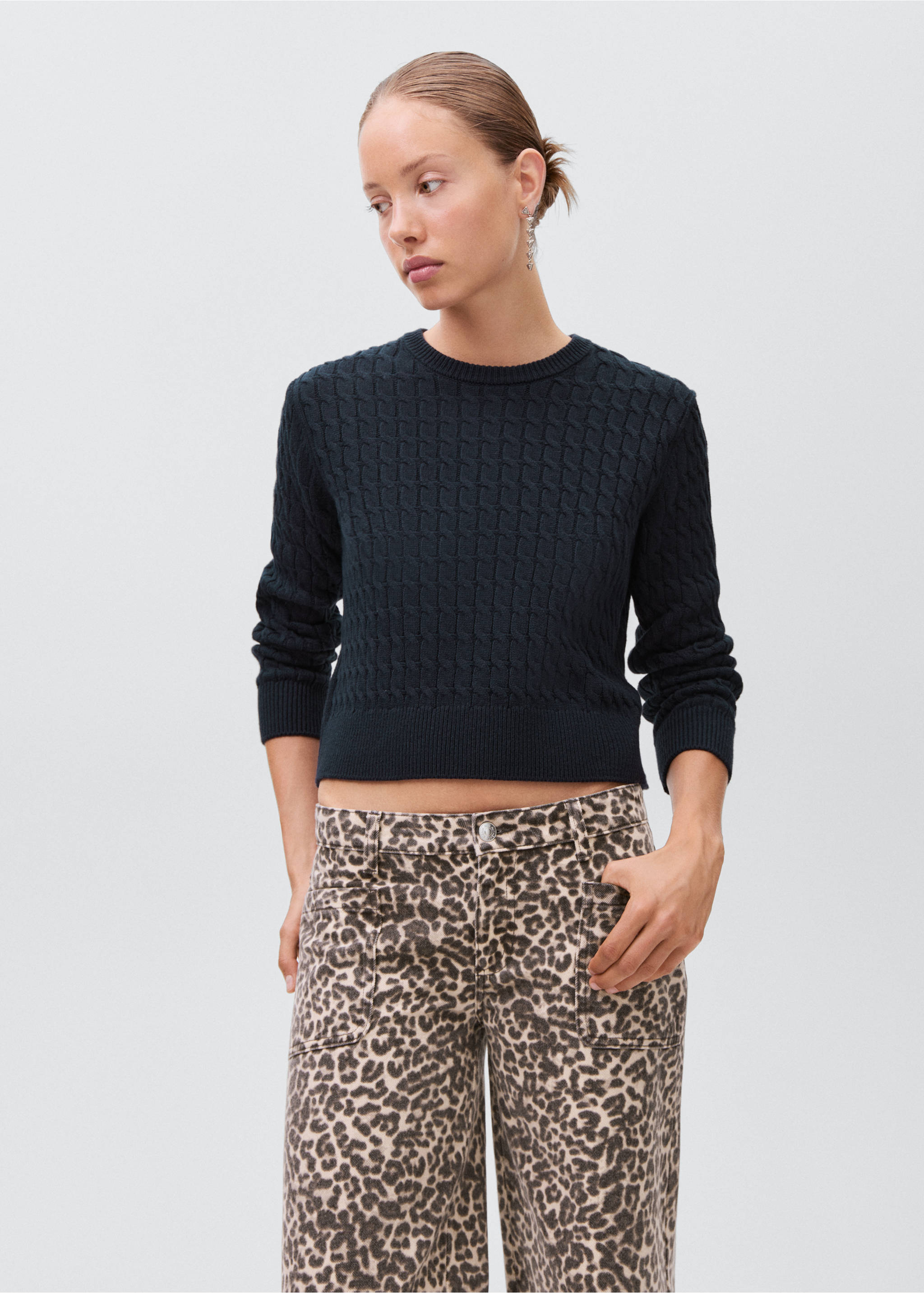 Τζιν low waist animal print - Λεπτομέρεια του προϊόντος 3, Εκρού. Ref: 17086332-00.