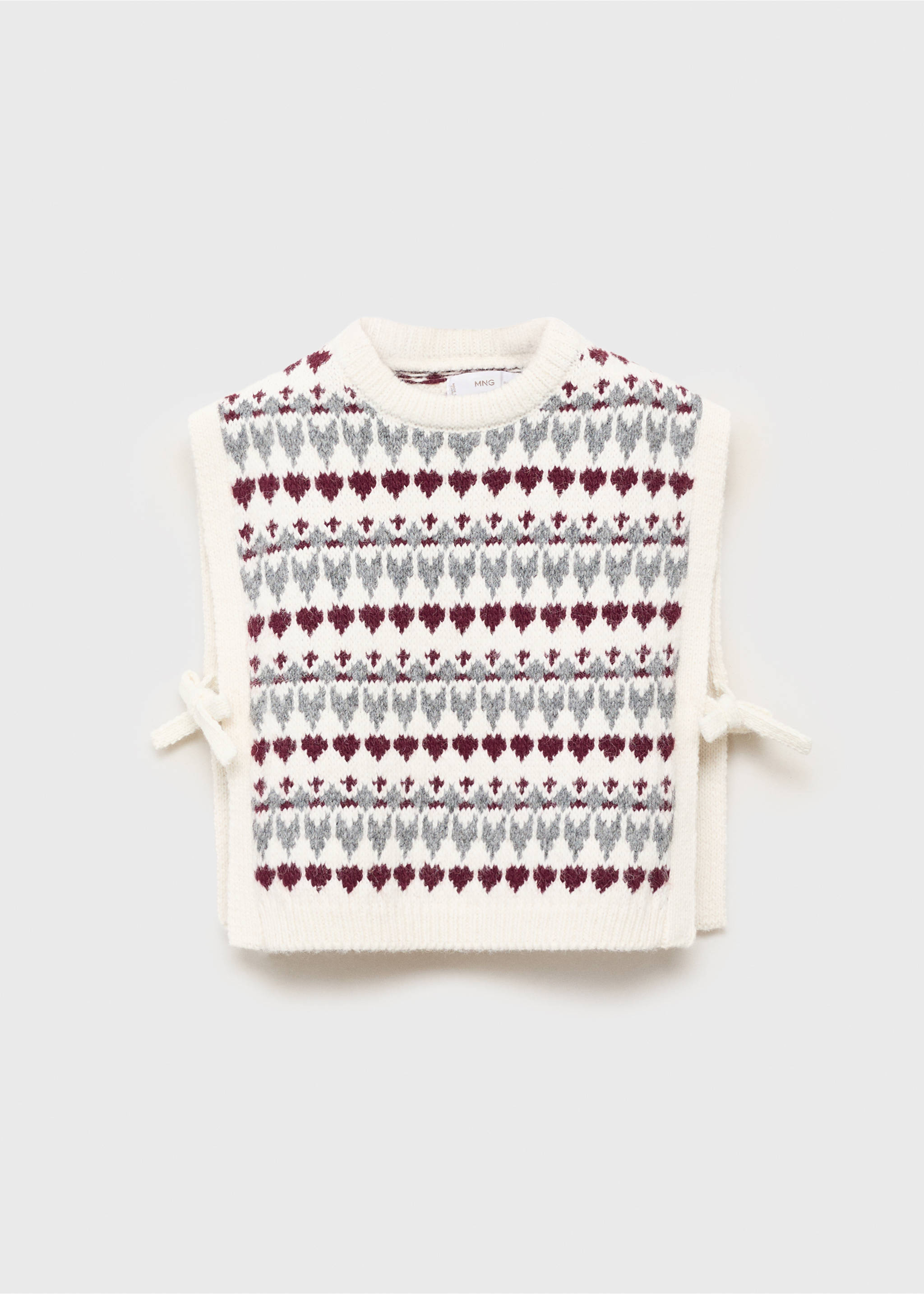 Knitted waistcoat with heart pattern - Reverse of the article, Off White. Ref: 17086337-00.