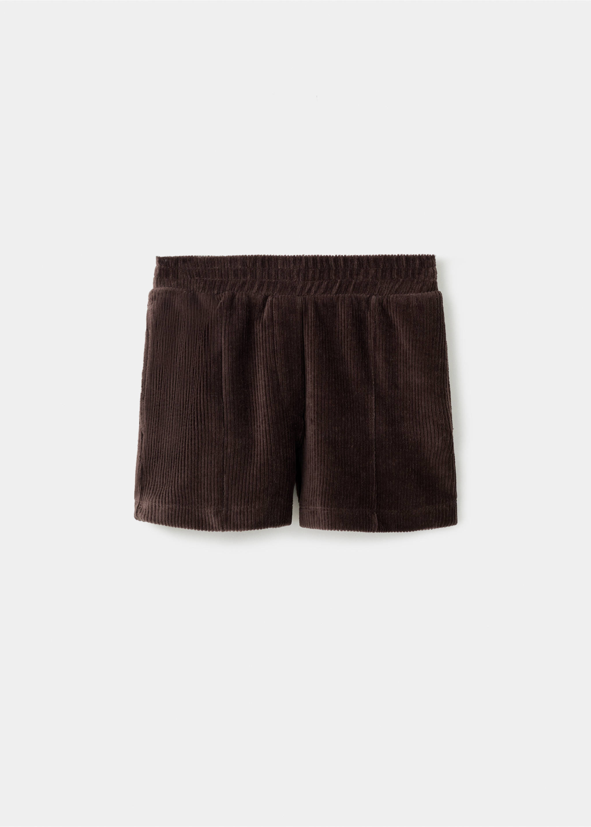 Dark brown corduroy shorts with an elasticated waistband., Chocolate. Ref: 17086348-00.