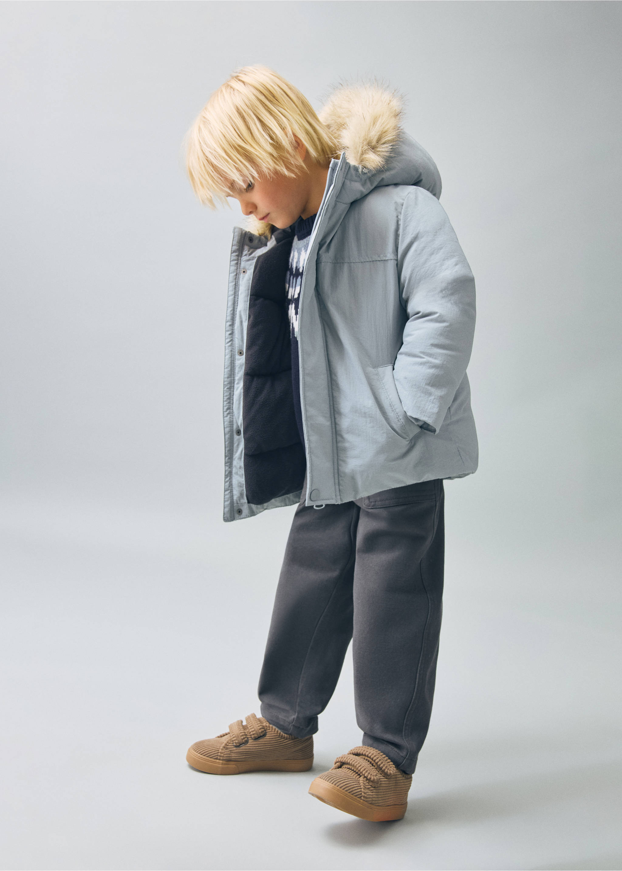 Velcro corduroy trainers - General plane, Medium Brown. Ref: 17086350-00.