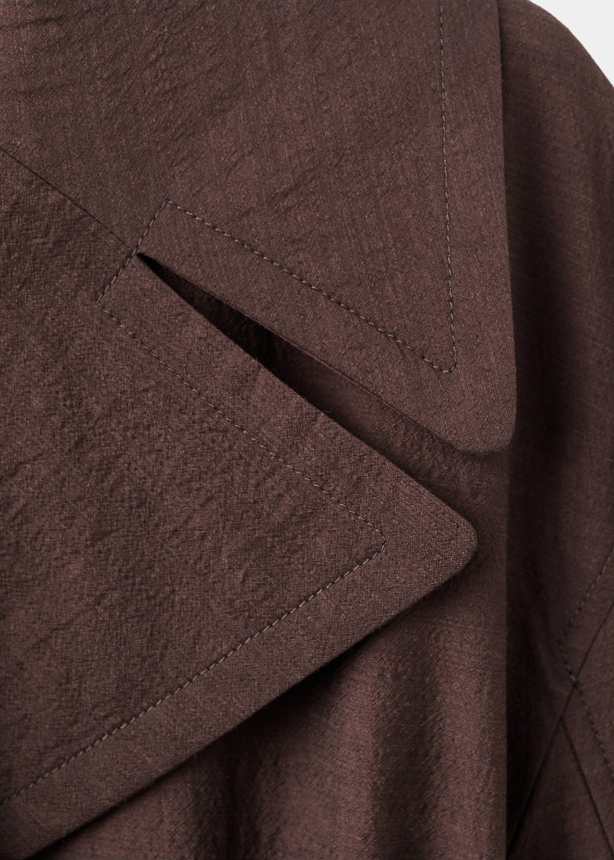 Long virgin wool trench coat - Details of the article 8, Chocolate. Ref: 17086360-00.