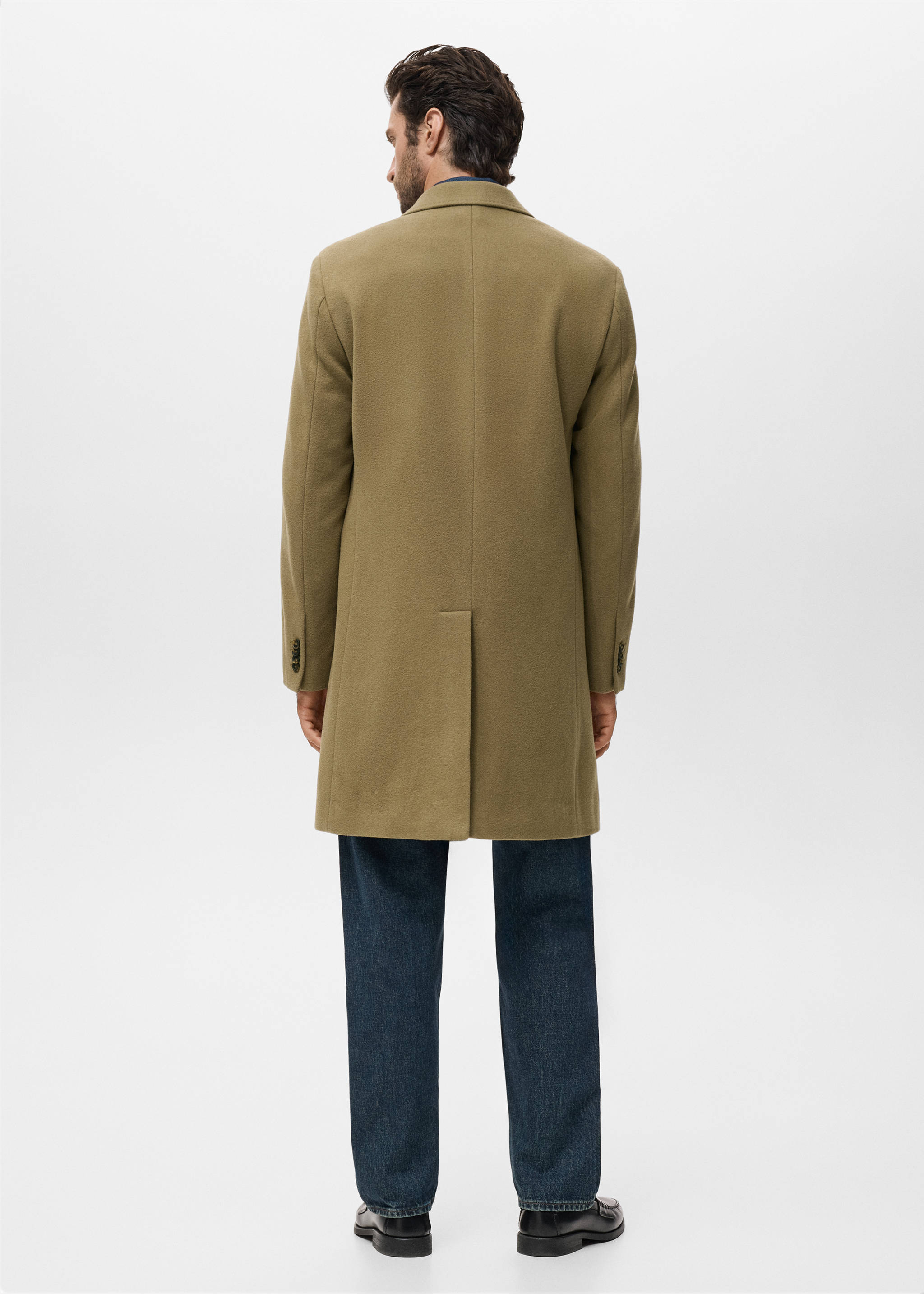 Manteau long en laine - Verso de l’article, Marron moyen. Ref: 17086720-00.