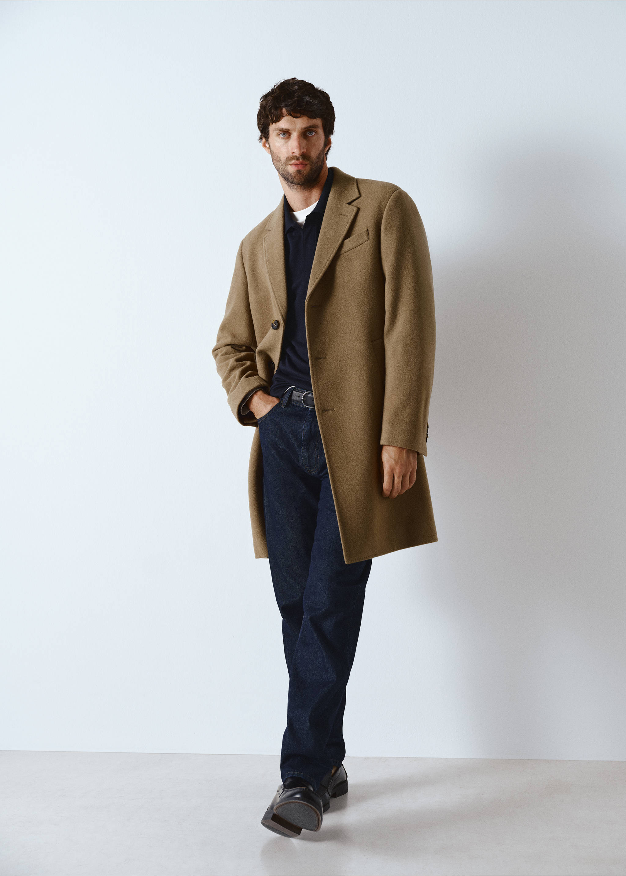 Manteau long en laine - Détail de l'article 3, Marron moyen. Ref: 17086720-00.