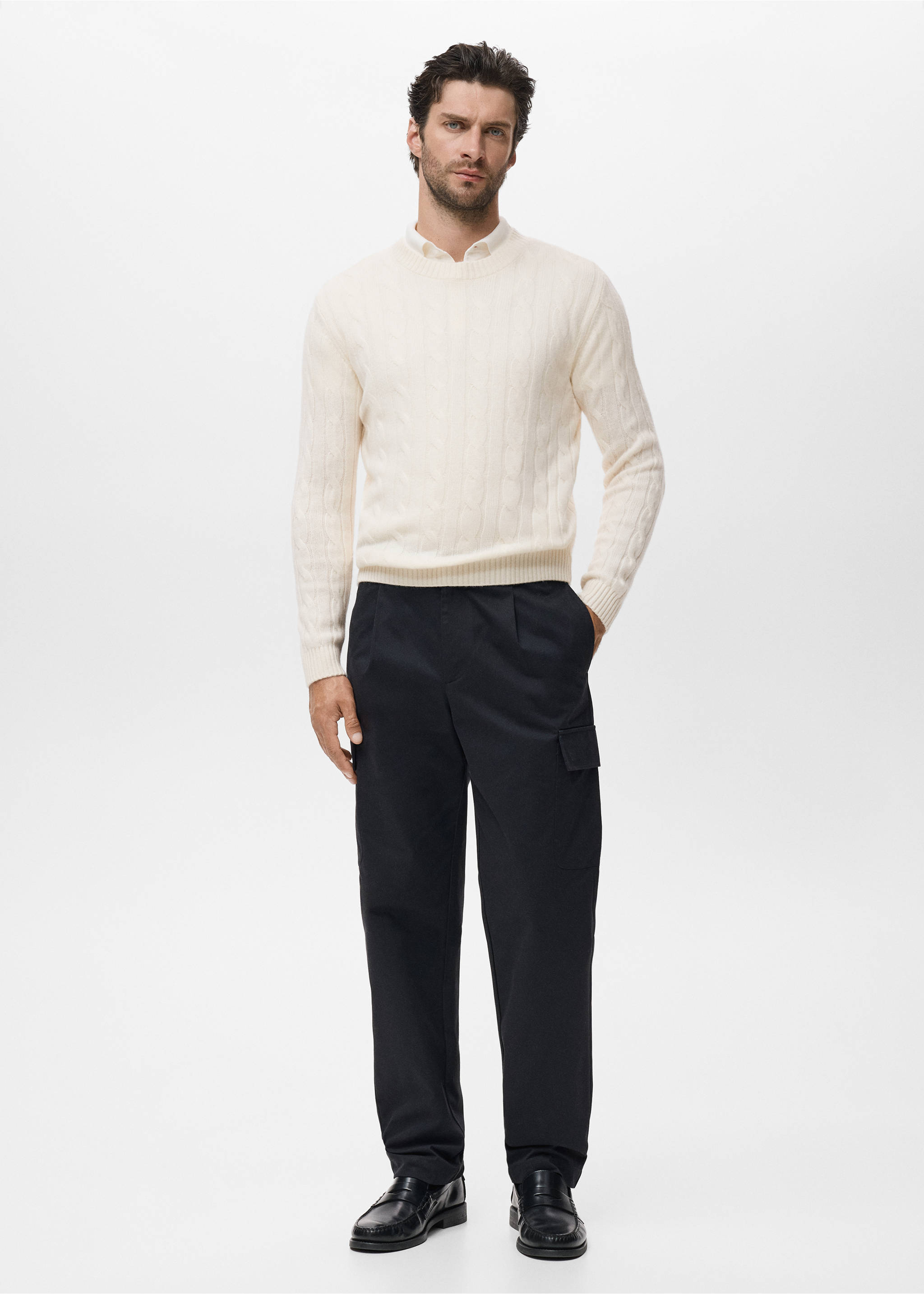 100% wool braided sweater - General plane, Ecru. Ref: 17086721-00.