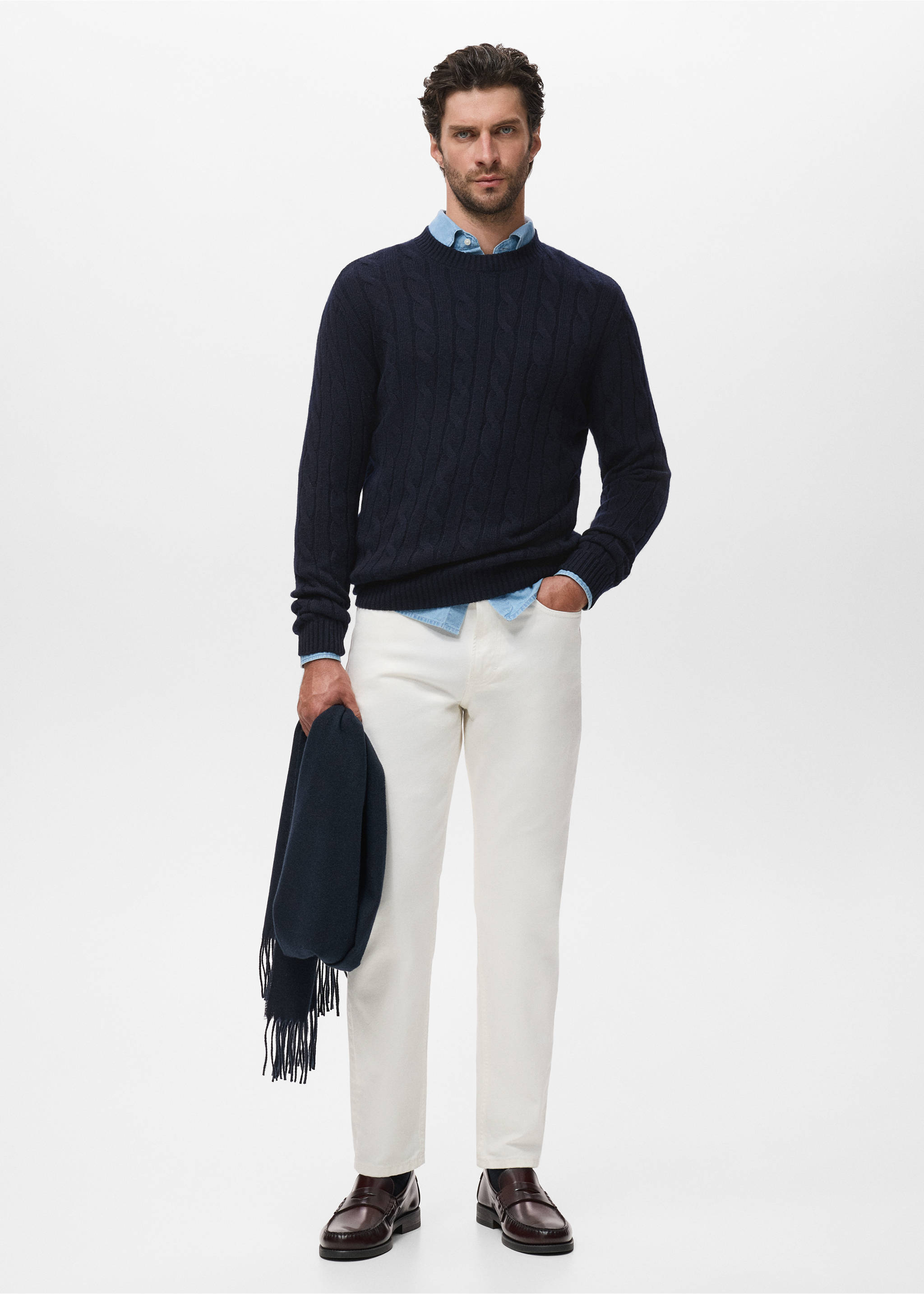 100% wool braided sweater - General plane, Navy. Ref: 17086721-00.