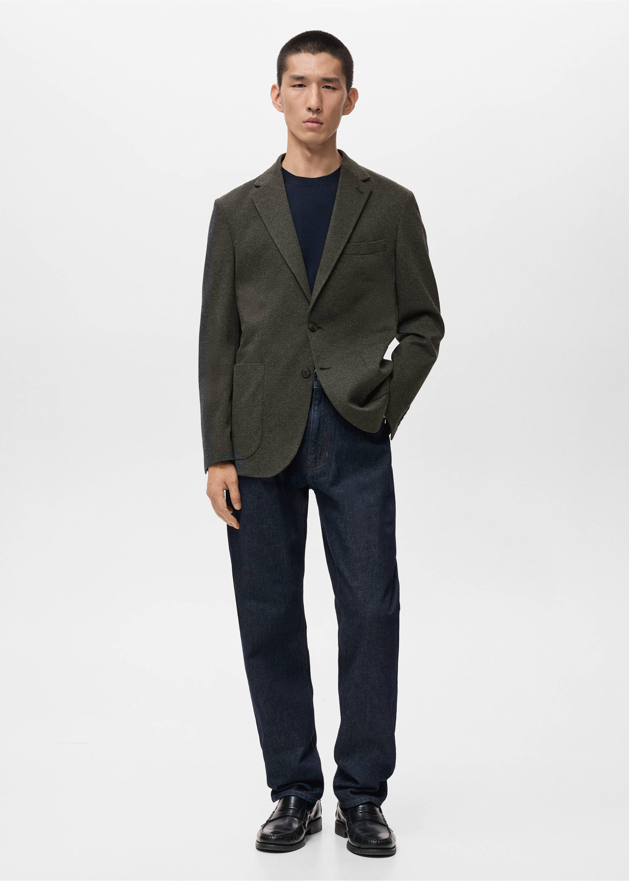 Slim fit microstructure blazer - General plane, Grey. Ref: 17086722-00.