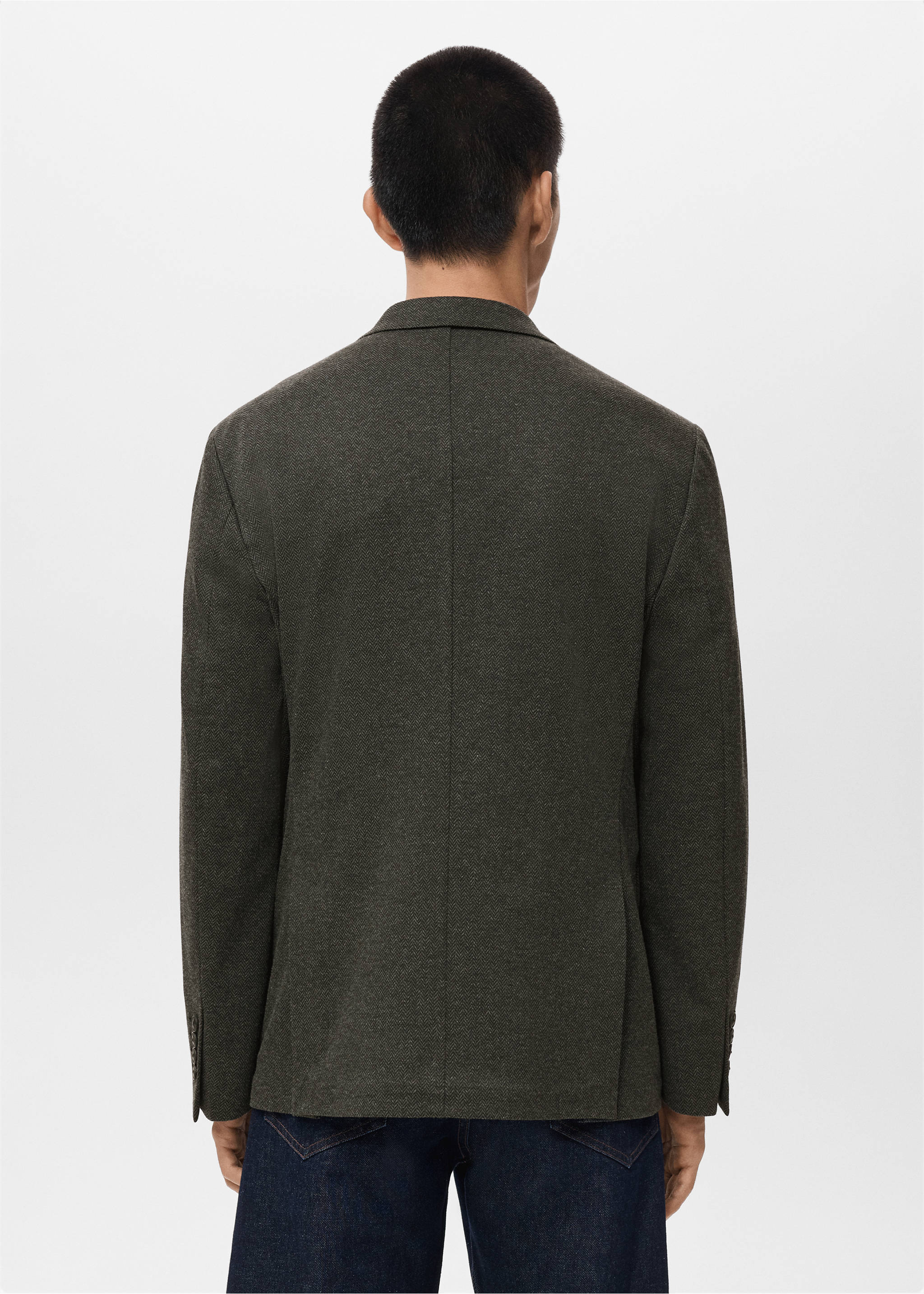 Slim fit microstructure blazer - Reverse of the article, Grey. Ref: 17086722-00.