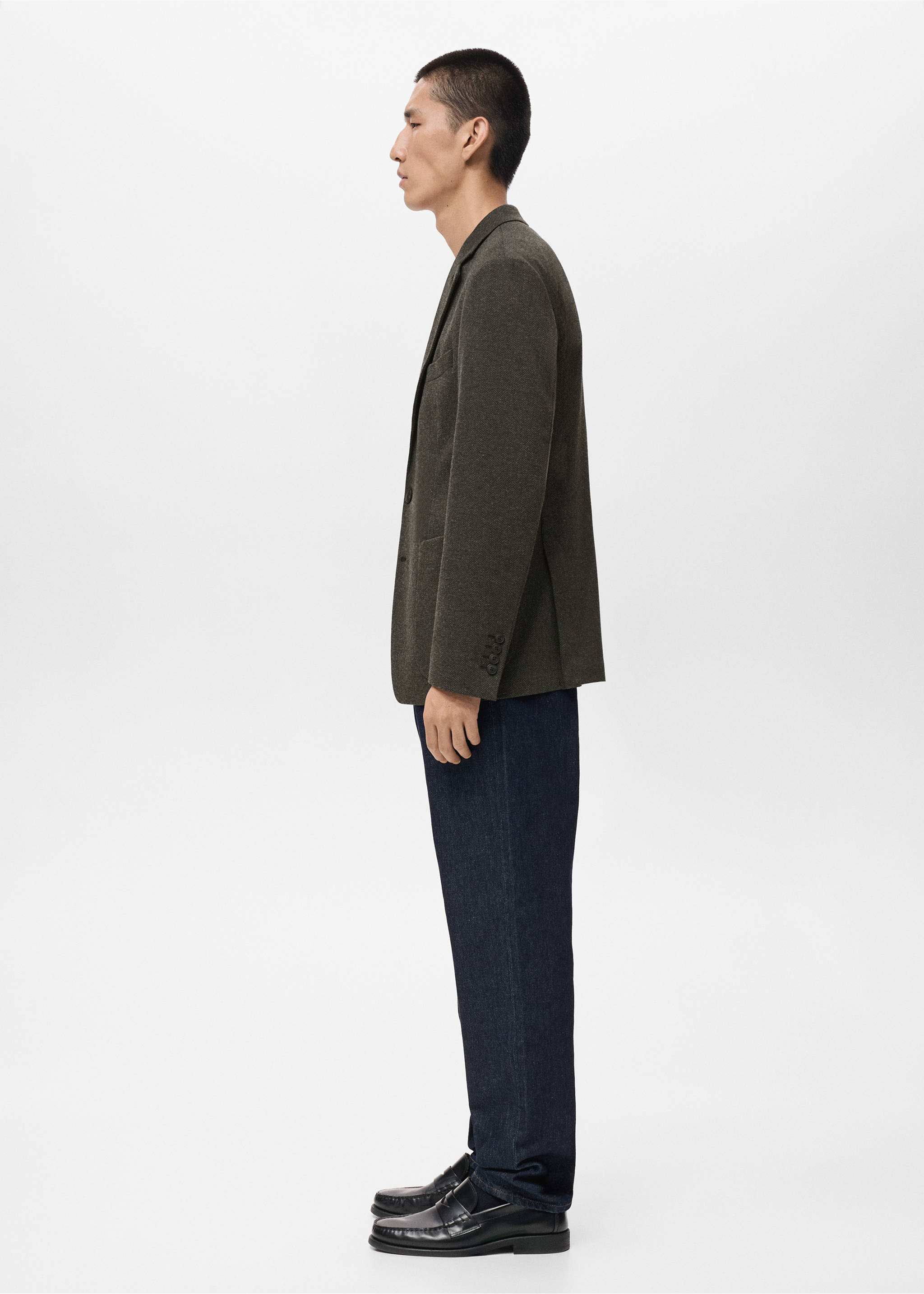 Slim fit microstructure blazer - Details of the article 2, Grey. Ref: 17086722-00.
