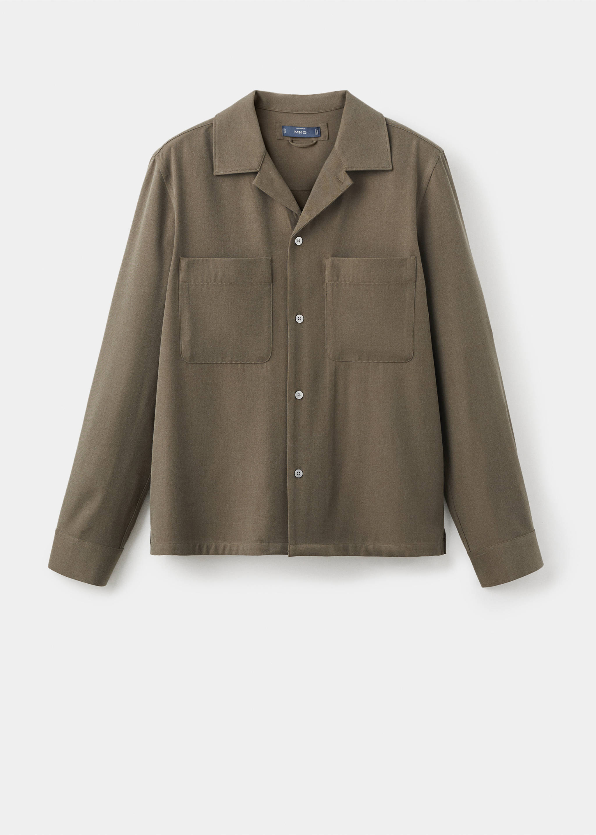 Regular-fit overshirt with pocket - Article without model, Khaki. Ref: 17086726-00.