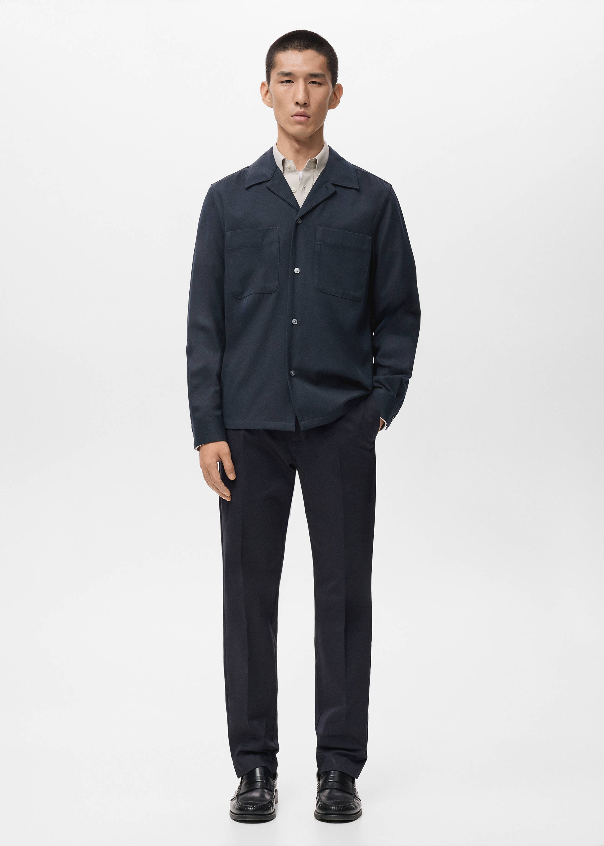 Regular-fit overshirt with pocket - General plane, Dark Navy. Ref: 17086726-00.