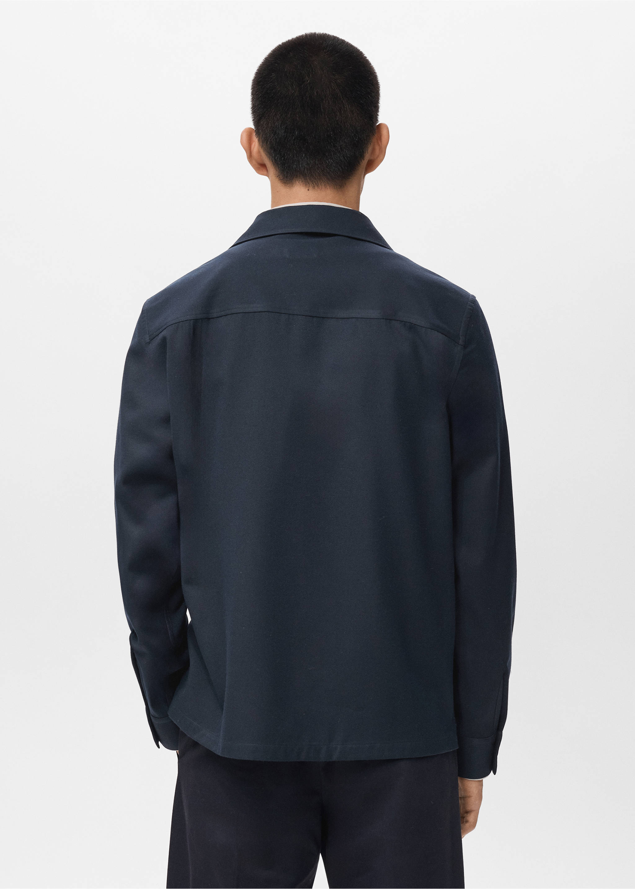 Regular-fit overshirt with pocket - Reverse of the article, Dark Navy. Ref: 17086726-00.
