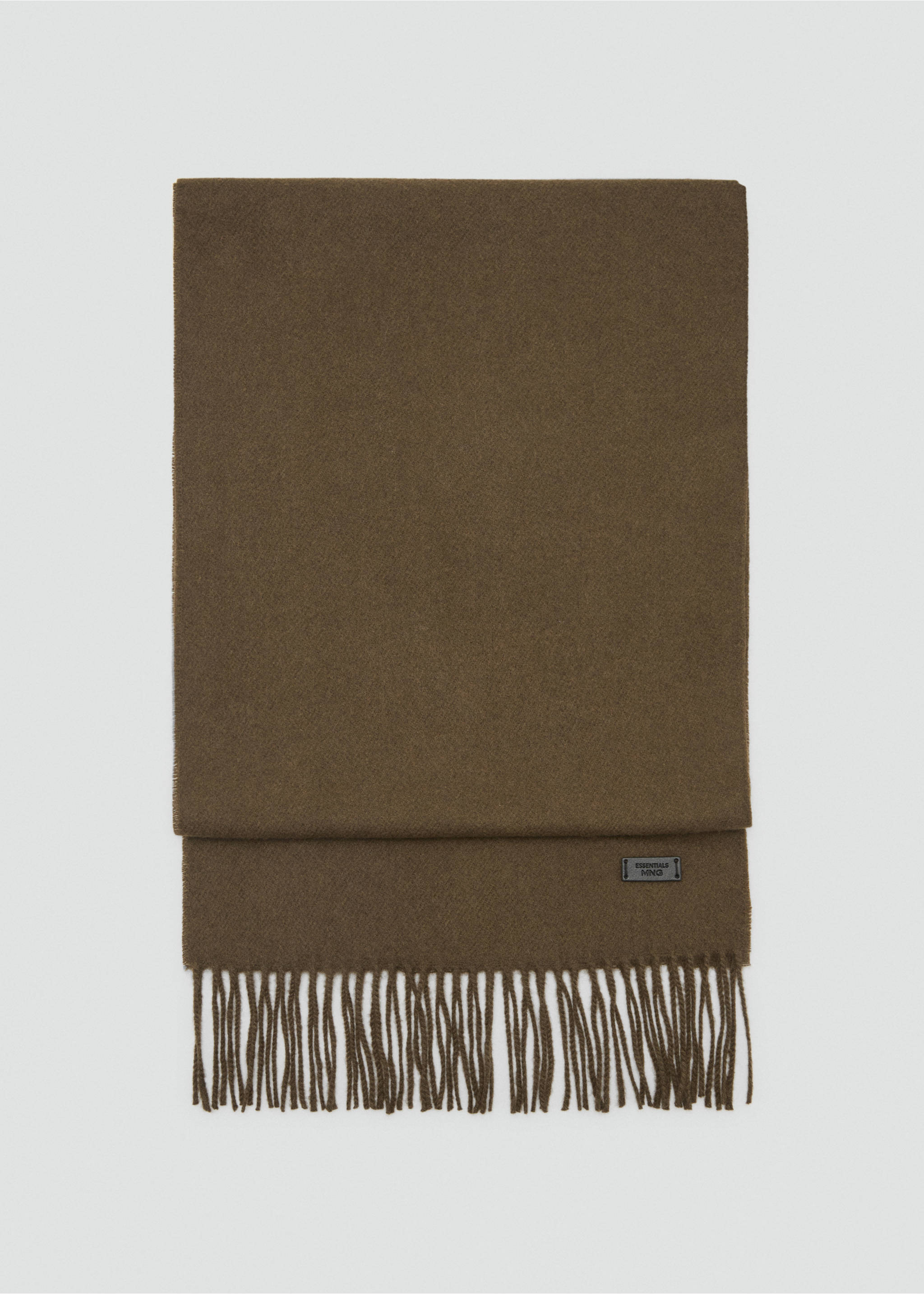 Plain fringed scarf - Article without model, Khaki. Ref: 17086732-00.