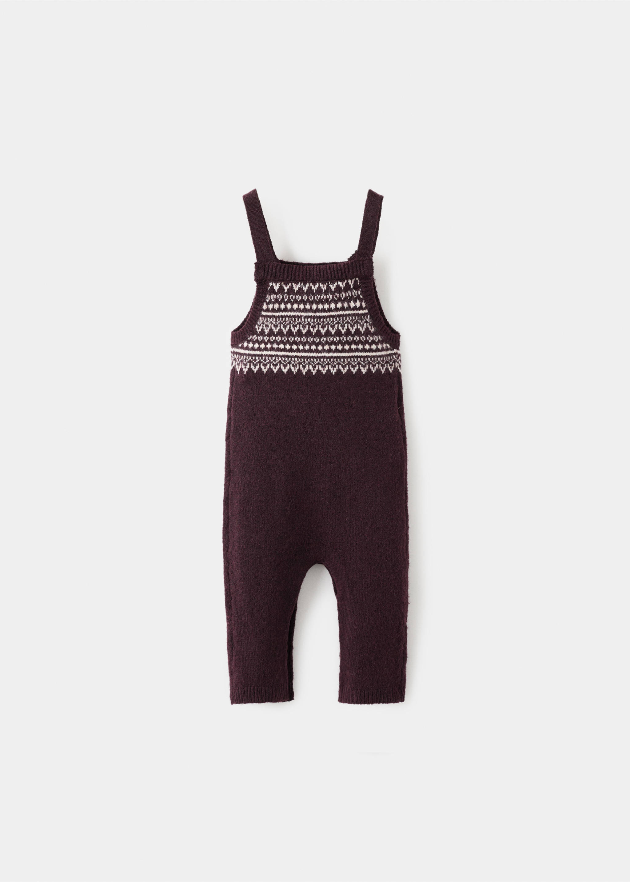 Jacquard knitted dungarees - Reverse of the article, Burgundy. Ref: 17086735-00.